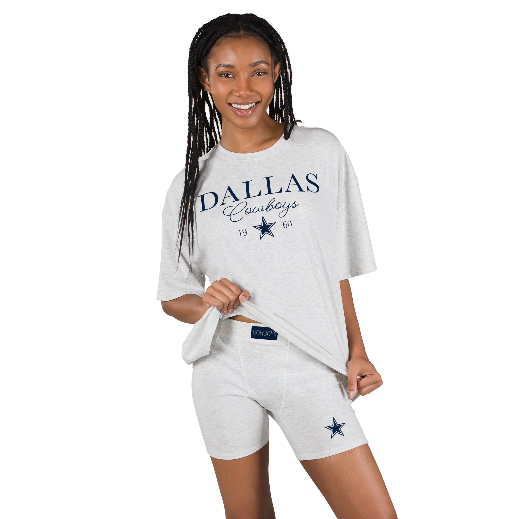 Women's Concepts Sport Heather Gray Dallas Cowboys Fray T-Shirt and Briefs Sleep Set