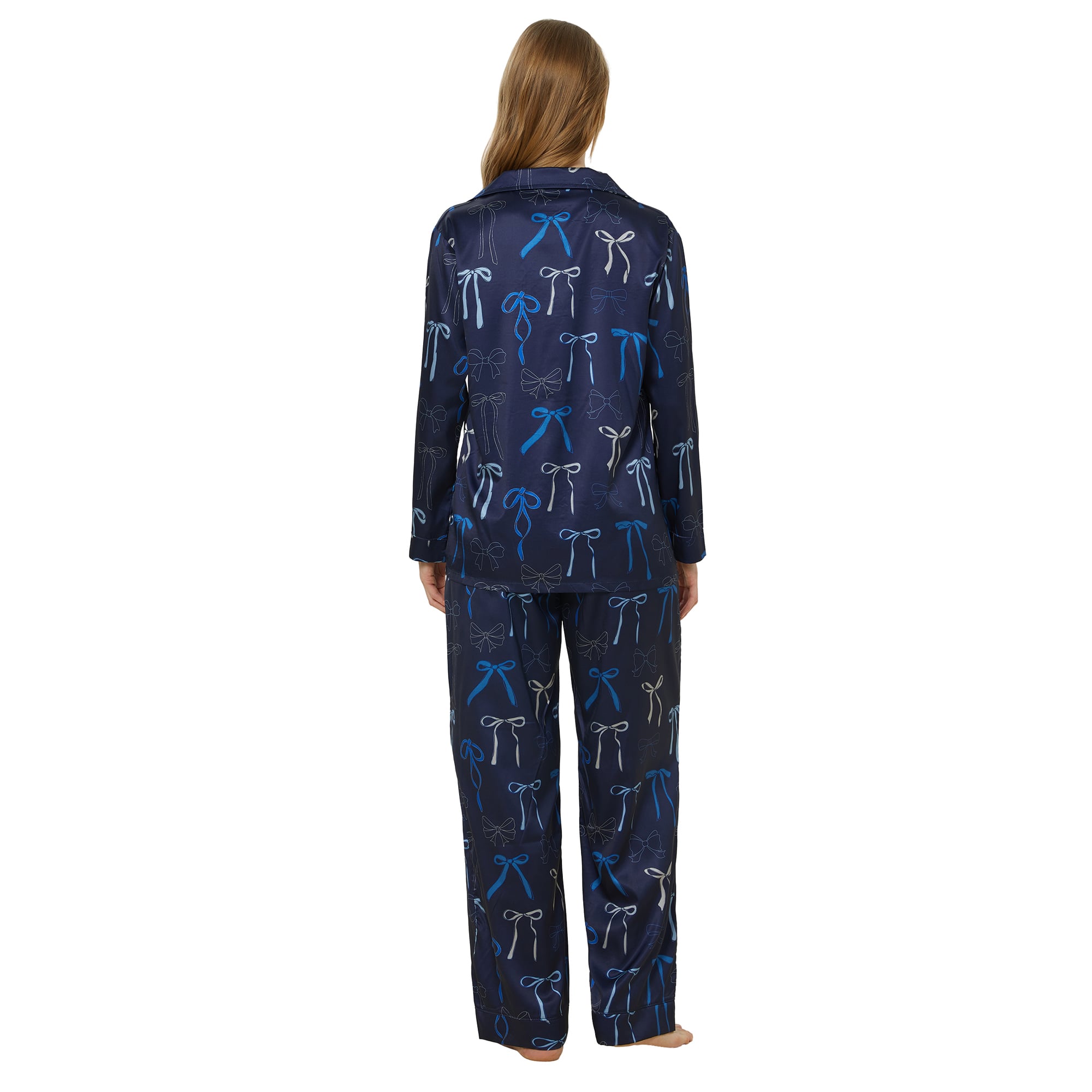 Ensemble pyjama Concepts Sport pour femme, haut à manches longues et pantalon en satin bleu marine Dallas Cowboys Poppy.