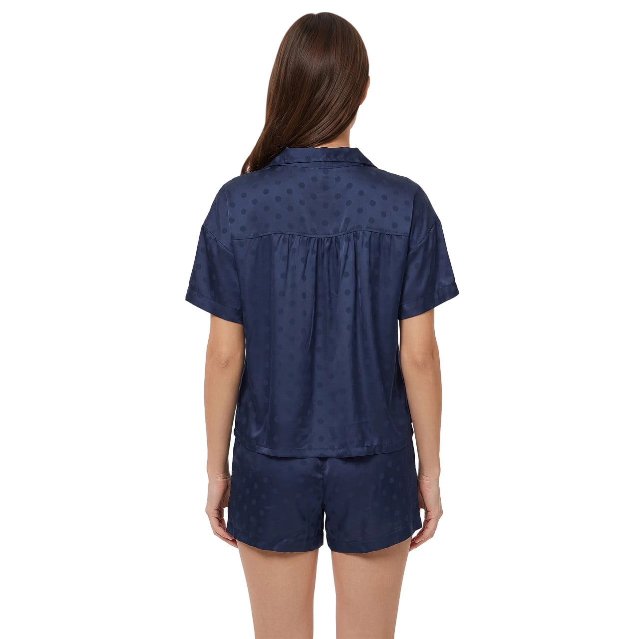 Ensemble de nuit en satin jacquard à pois bleu marine Dallas Cowboys Concepts Sport pour femme