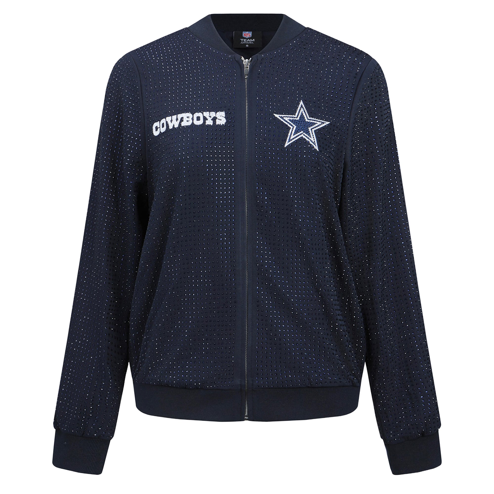 Veste bomber zippée intégrale FABGATING by Cuce bleu marine Dallas Cowboys Crystal pour femme