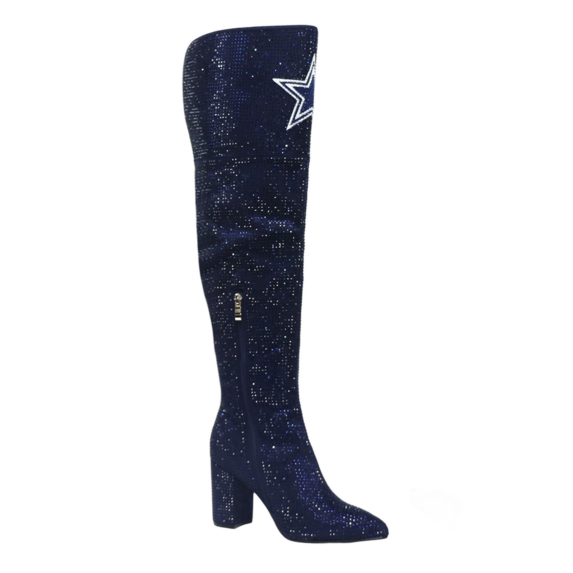 Bottes hautes à cristaux FABGATING by Cuce pour femmes, couleur bleu marine, Dallas Cowboys.