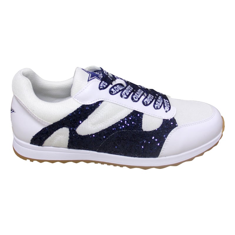 Baskets à paillettes blanches FABGATING by Cuce pour femmes, inspirées des Dallas Cowboys.