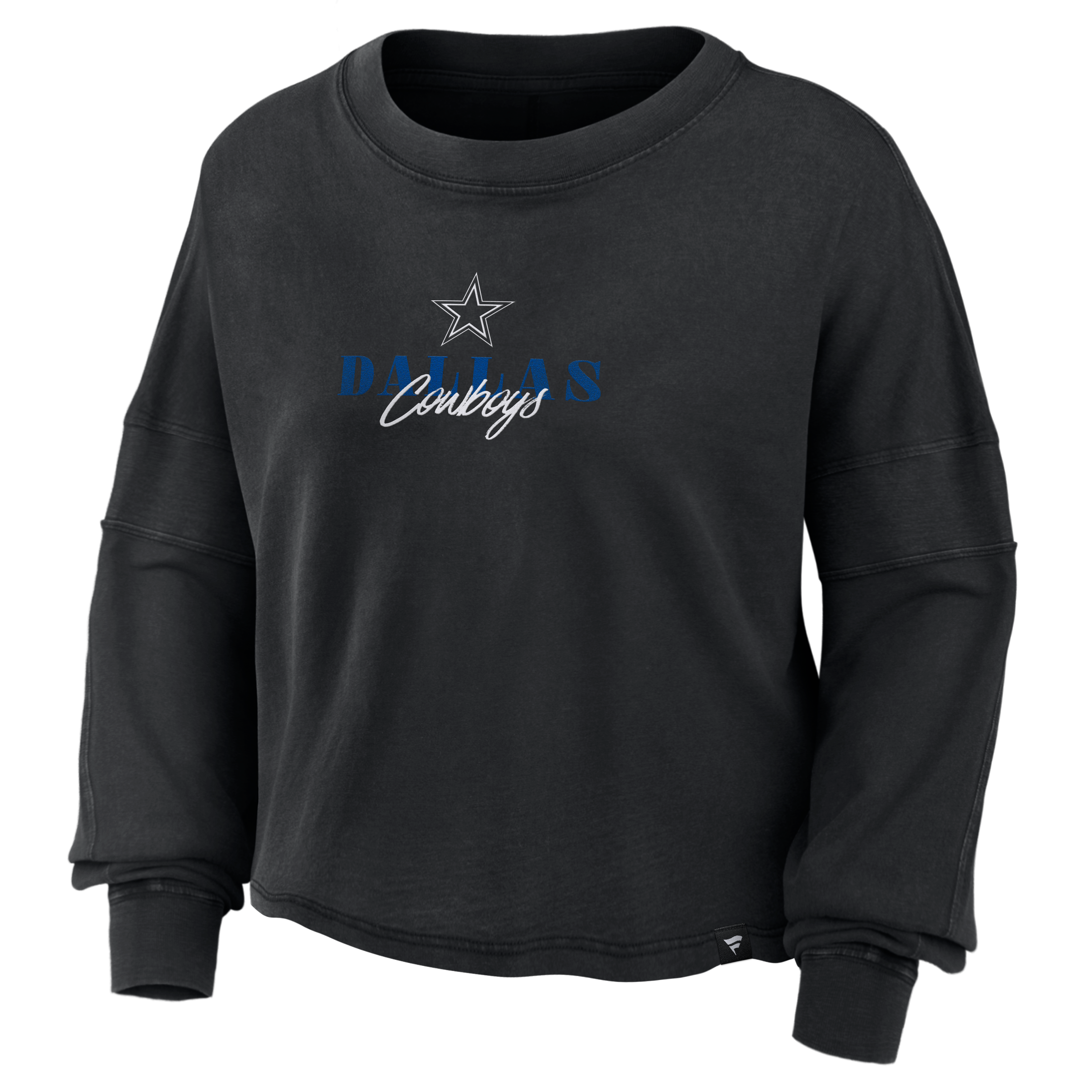 Women's Fanatics Black Dallas Cowboys Oversized Chop Block Boxy Long Sleeve Top