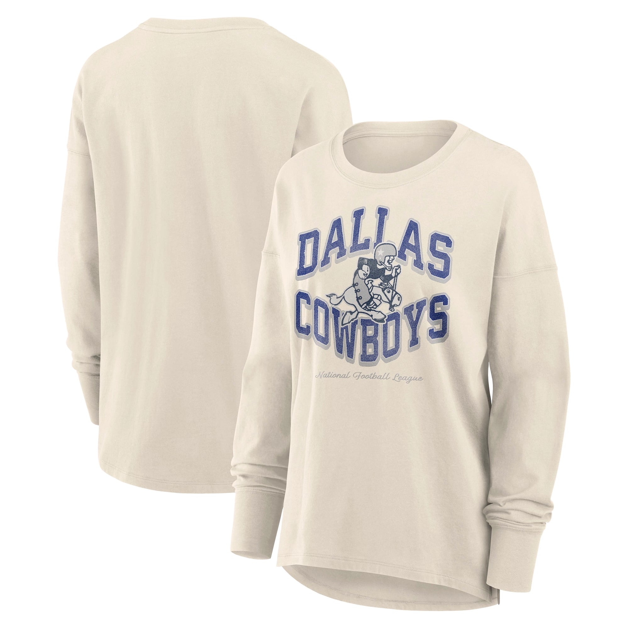 T-shirt à manches longues Fanatics Cream Dallas Cowboys Heritage Legacy pour femmes