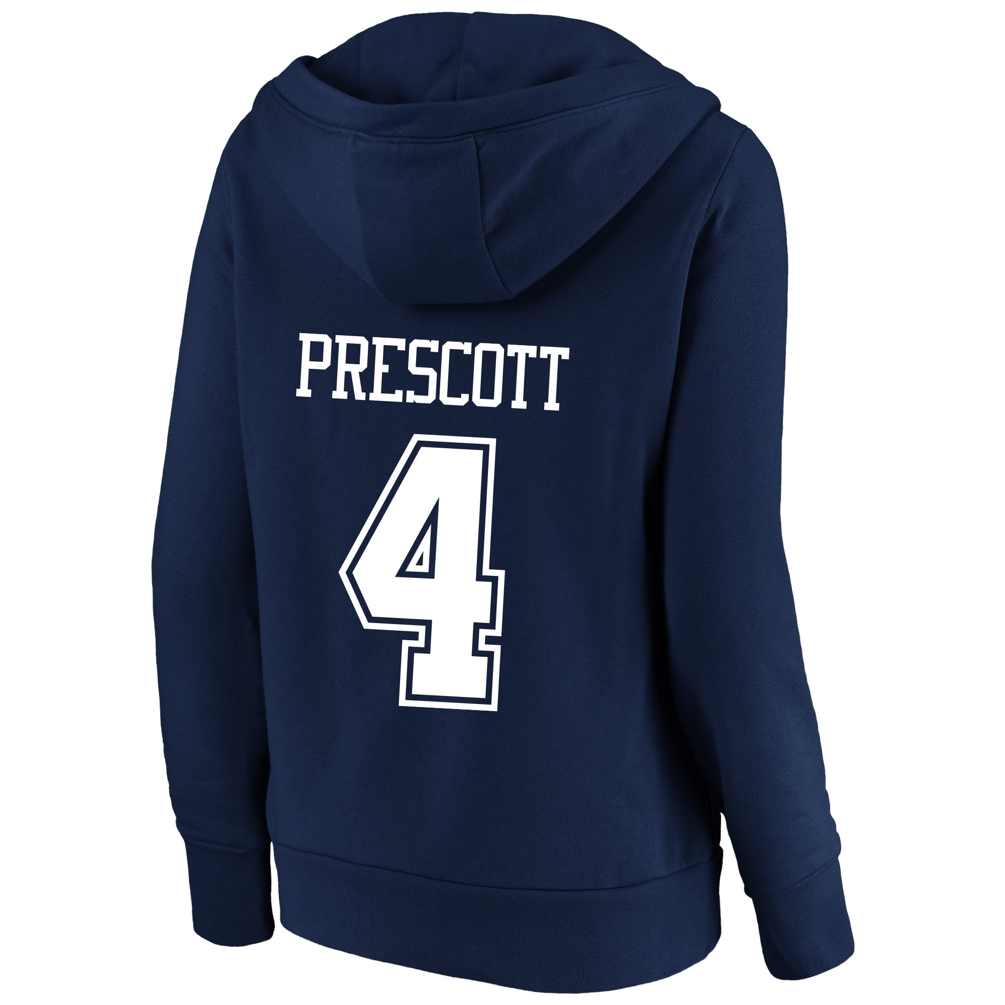 Women's Fanatics Dak Prescott Navy Dallas Cowboys Plus Player Name & Number Notch Neck Hoodie