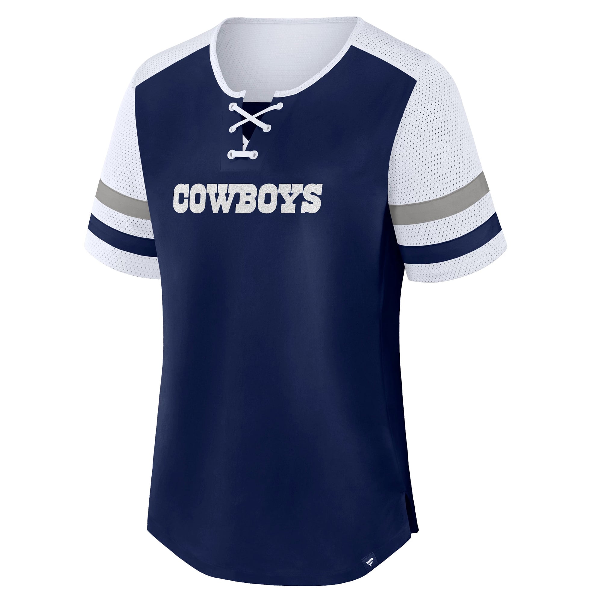 T-shirt à lacets Fanatics Navy Dallas Cowboys Curl Route Athena pour femme