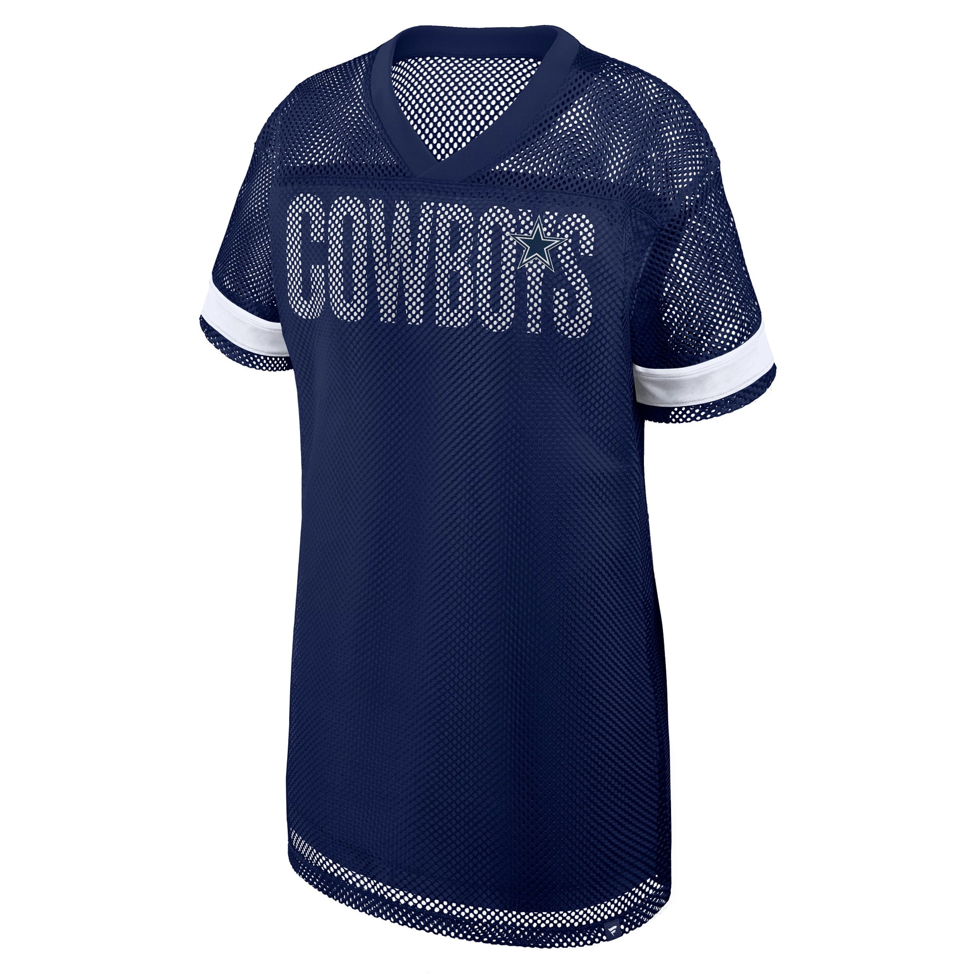 Women's Fanatics  Navy Dallas Cowboys Oversized Team First Deep Route Mesh V-Neck Dress