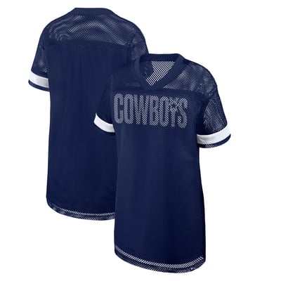  Dallas Cowboys Fanatics Women's Oversized Team First Deep Route Mesh V-Neck Dress - Navy