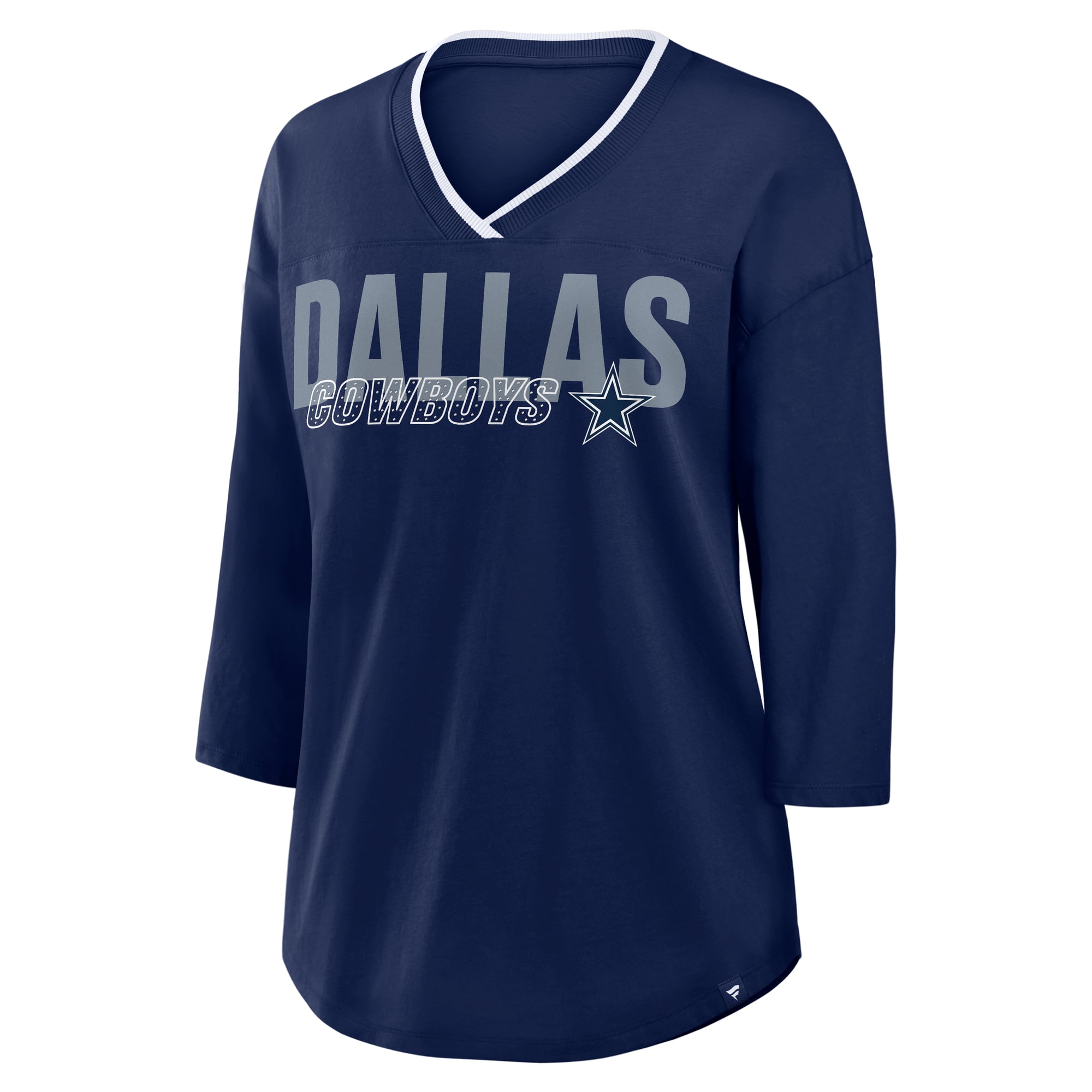 Women's Fanatics Navy Dallas Cowboys Plus Deceptive Juke 3/4-Sleeve V-Neck T-Shirt