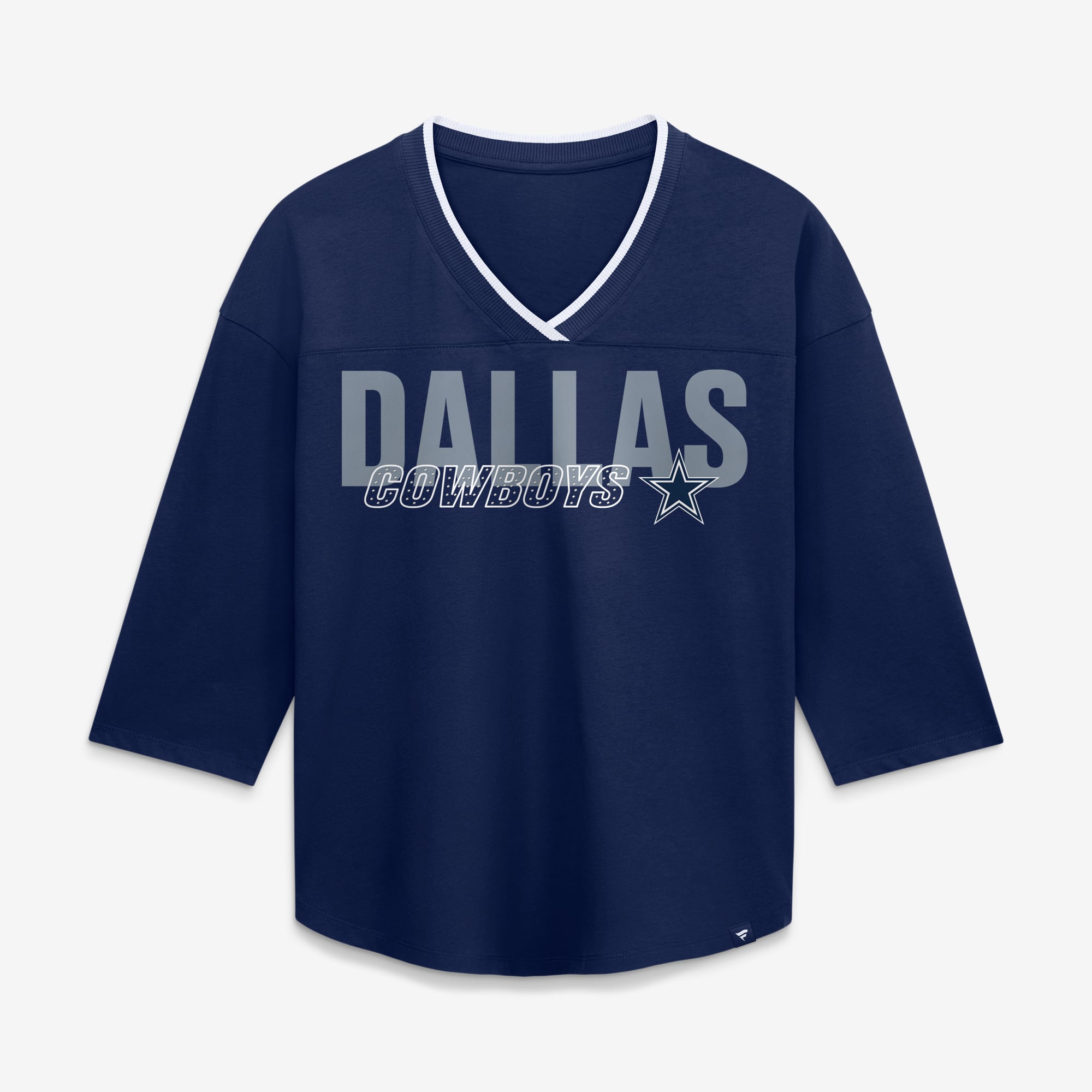 Women's Fanatics Navy Dallas Cowboys Plus Deceptive Juke 3/4-Sleeve V-Neck T-Shirt