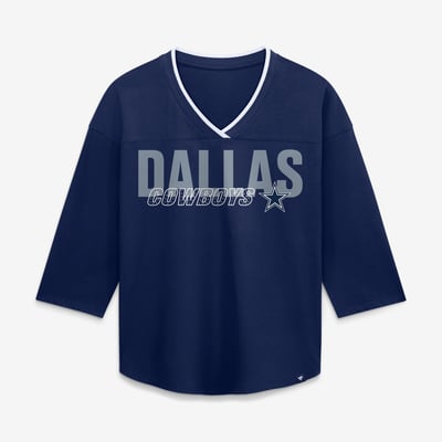 Dallas Cowboys Fanatics Women's Plus Size Deceptive Juke 3/4-Sleeve V-Neck T-Shirt - Navy