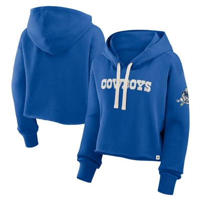 Dallas Cowboys Fanatics Women's Oversized Heritage Cropped Hoodie - Royal