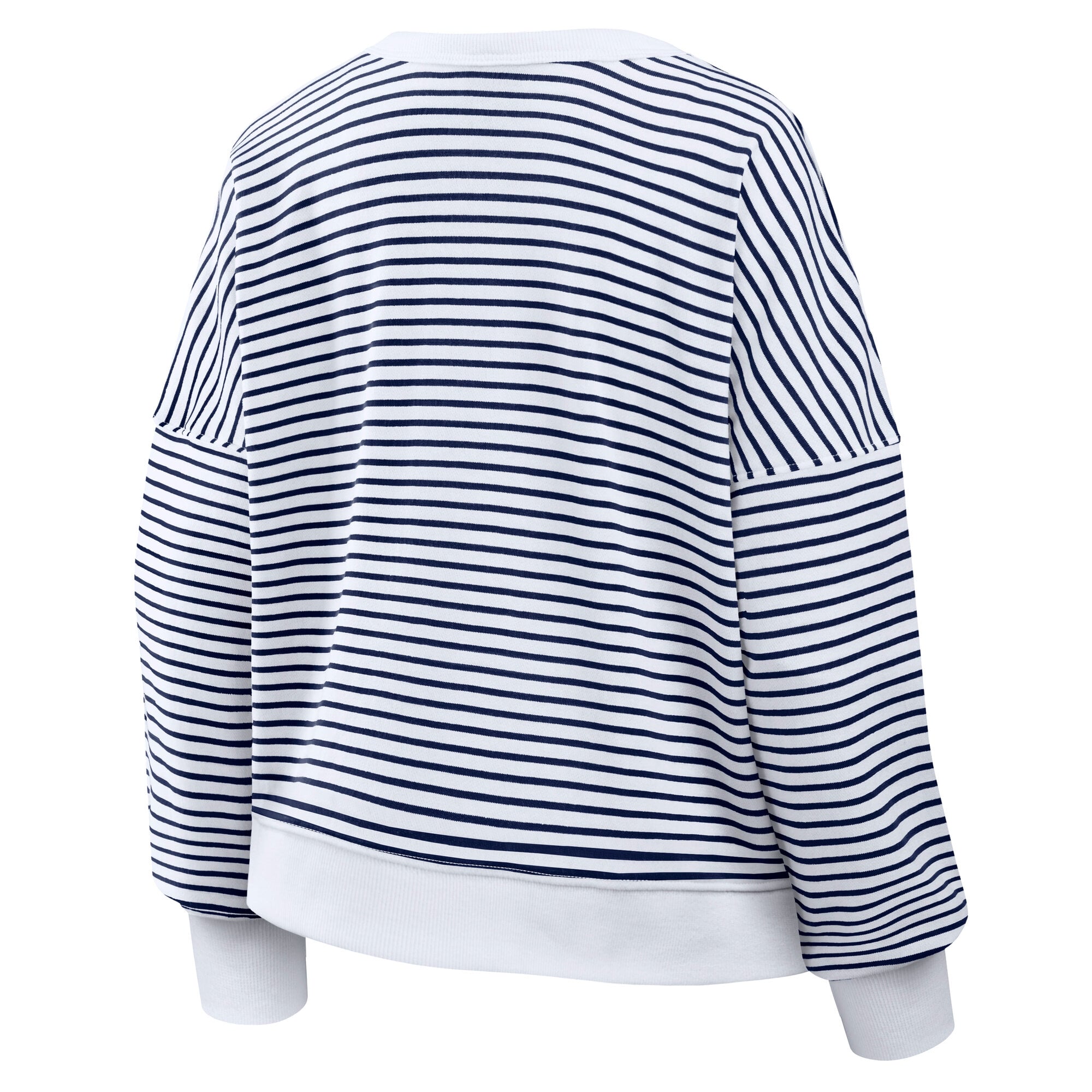 Women's Fanatics White/Navy Dallas Cowboys Striped Oversized French Terry Sweatshirt