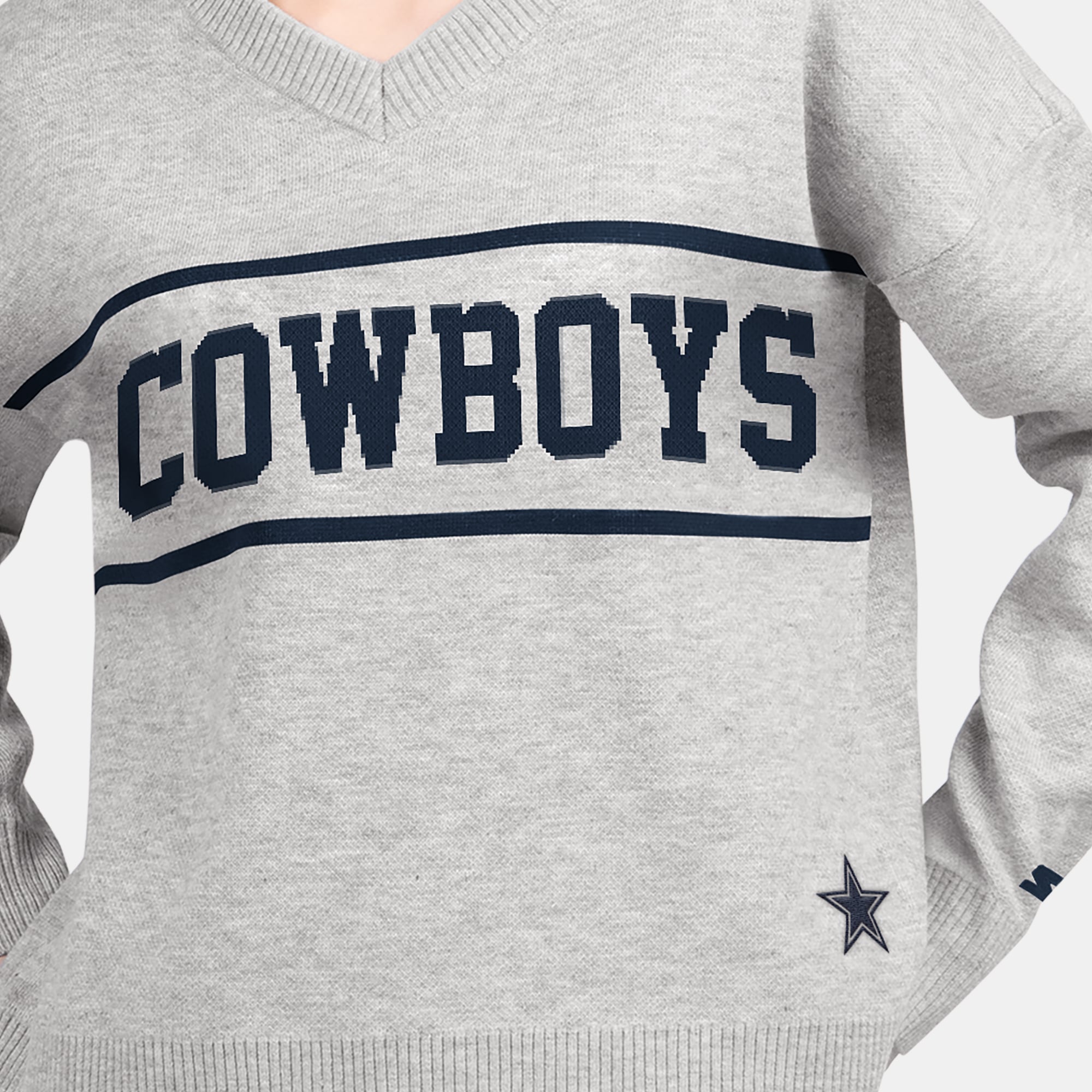 Pull col V G-III 4Her pour femme par Carl Banks, gris, Dallas Cowboys Best Shot