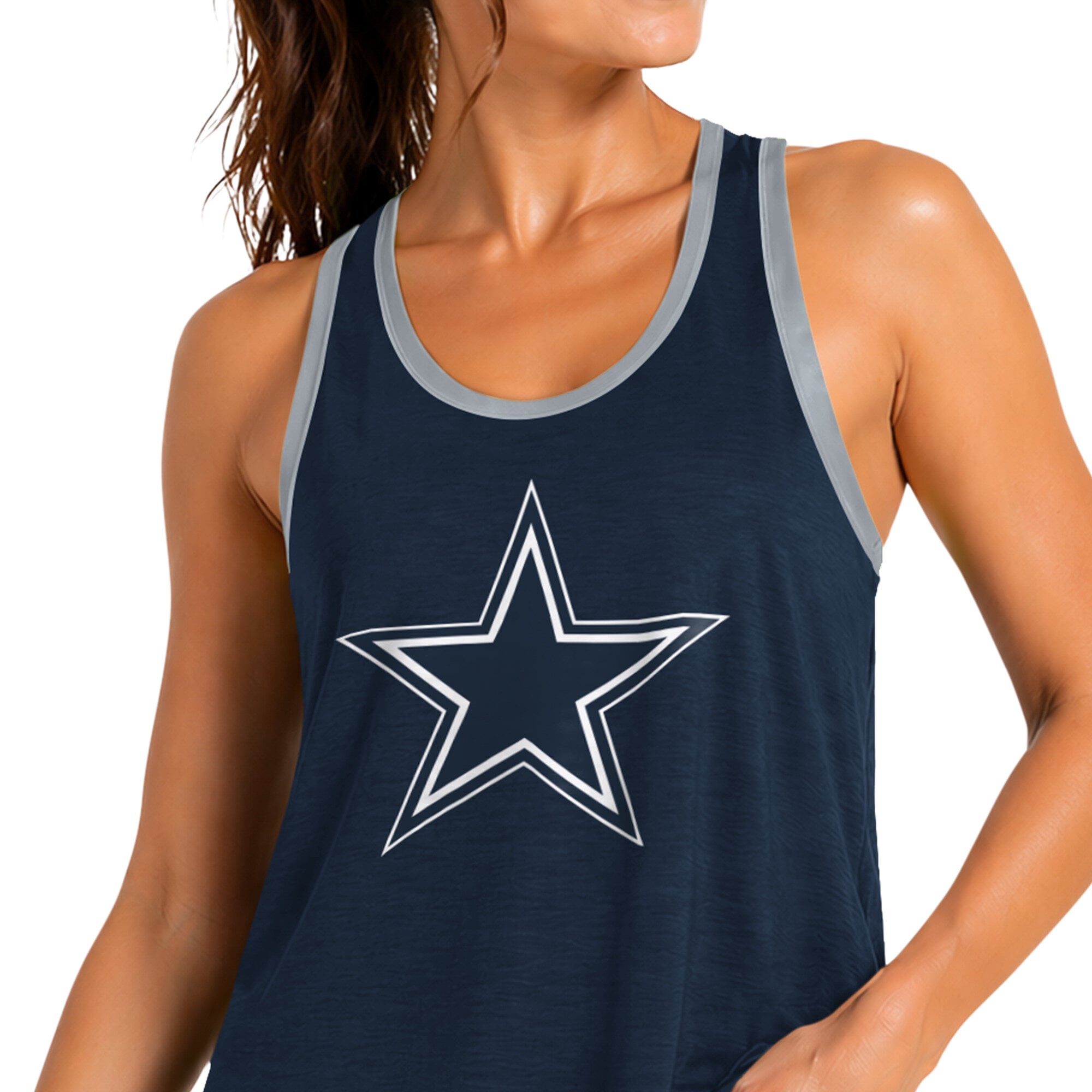 Women's G-III 4Her by Carl Banks Navy Dallas Cowboys Tater II Racerback Tank Top