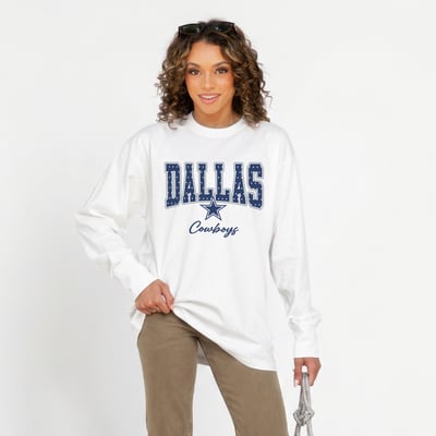 Dallas Cowboys Gameday Couture Women's Sweet Spot Oversized Long Sleeve T-Shirt - White