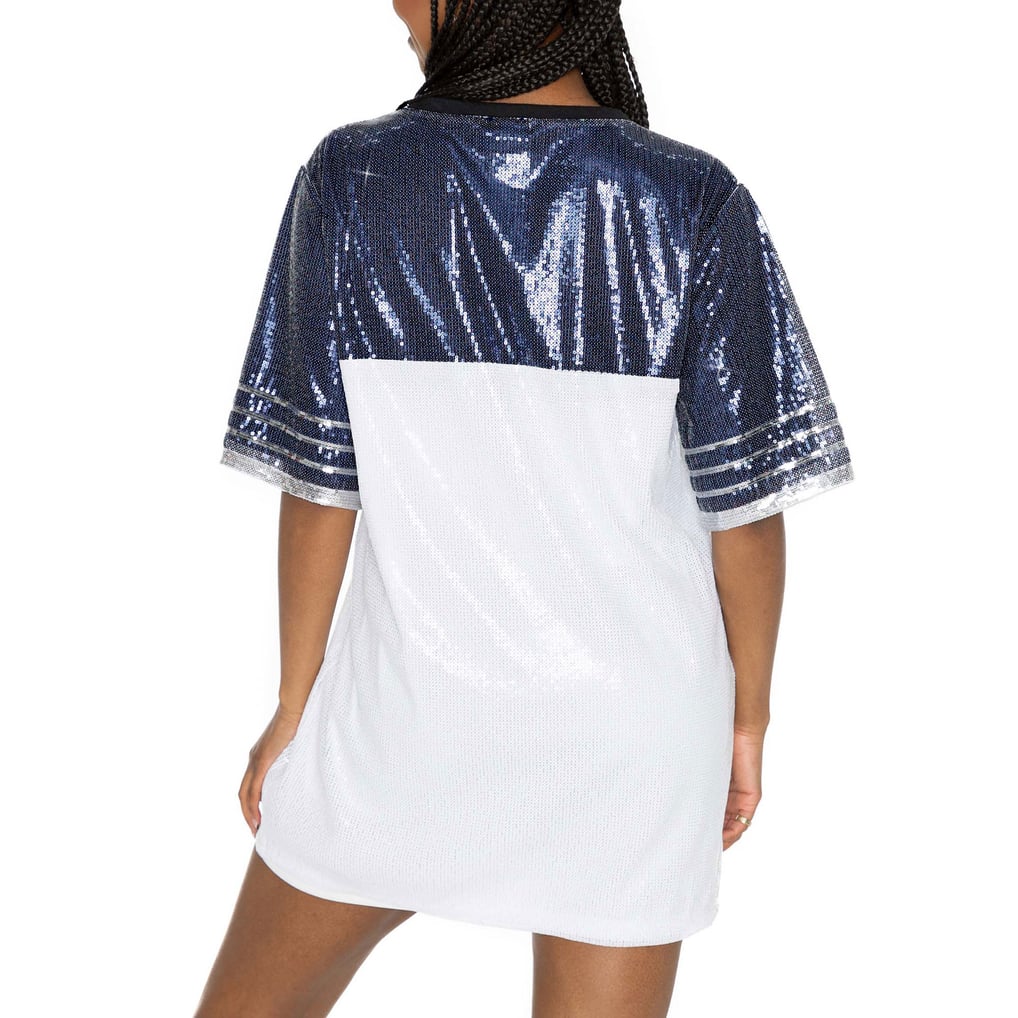 Women's Gameday Couture White/Navy Dallas Cowboys Bling It Full Sequin Jersey Dress