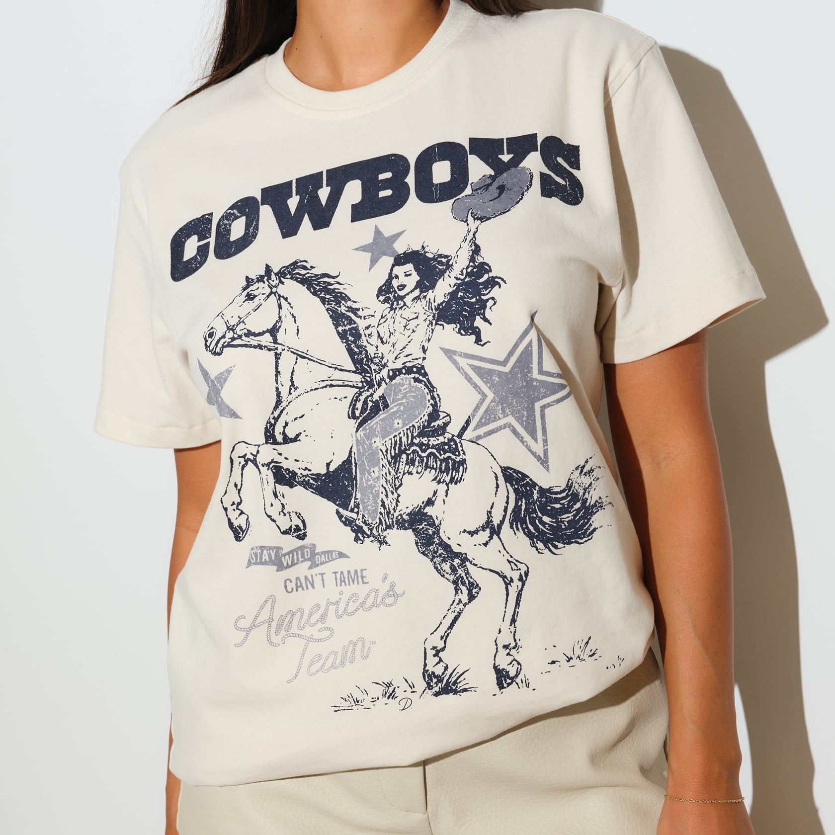 Women's KadyLuxe  Cream Dallas Cowboys Game Changer T-Shirt