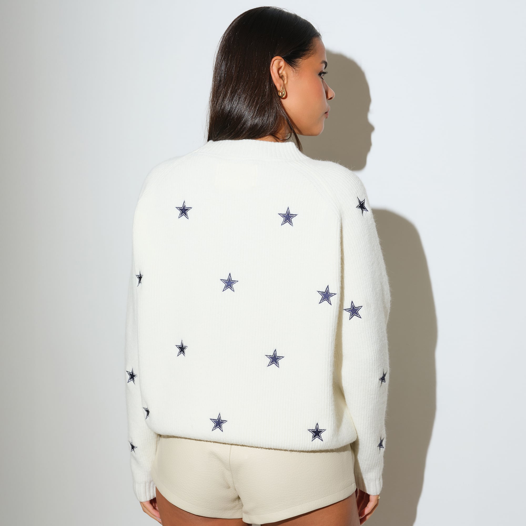 Women's KadyLuxe  Cream Dallas Cowboys Mini Icon Sweater