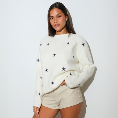  Dallas Cowboys KadyLuxe Women's Mini Icon Sweater - Cream