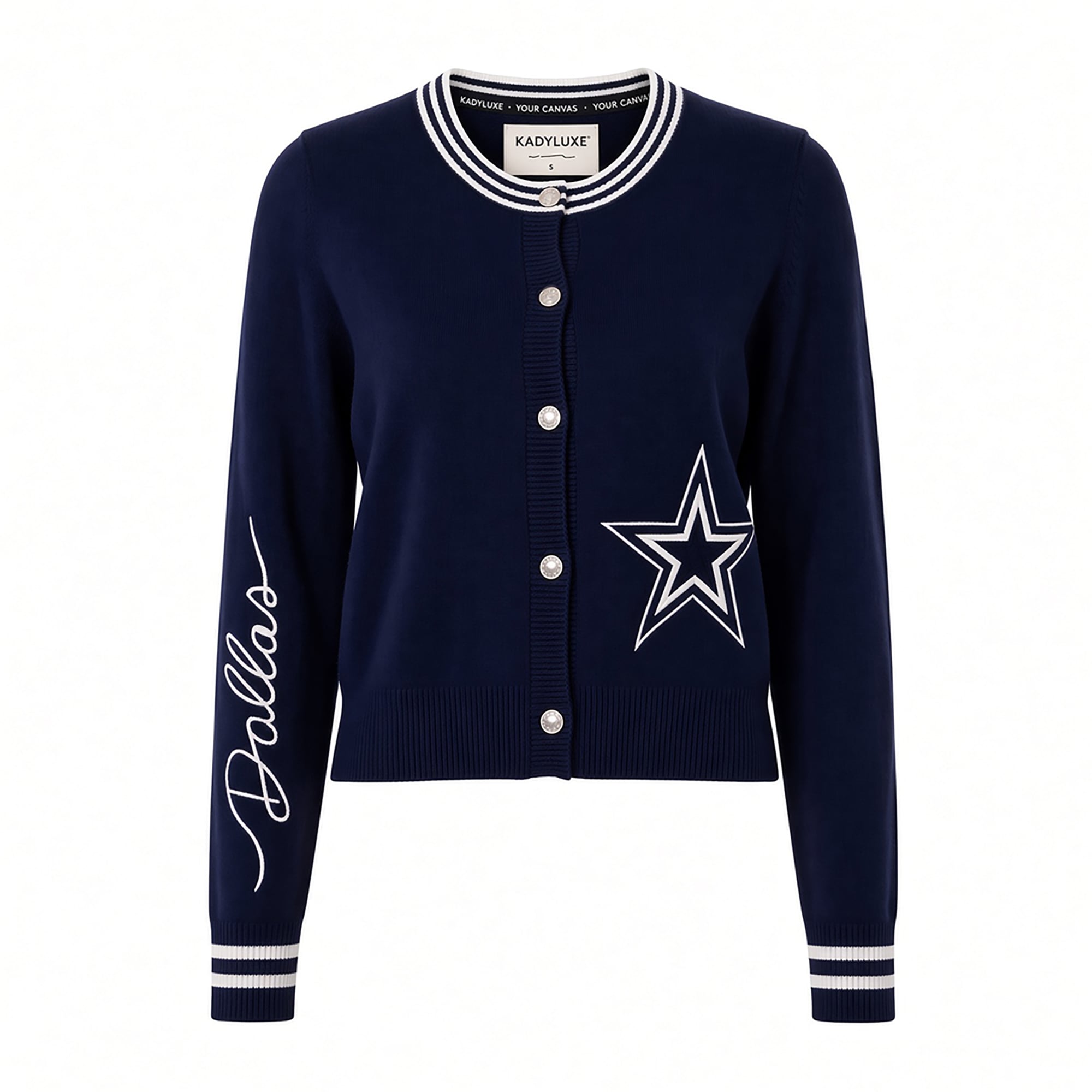 Women's KadyLuxe  Navy Dallas Cowboys Mini Tri-Blend Cardigan