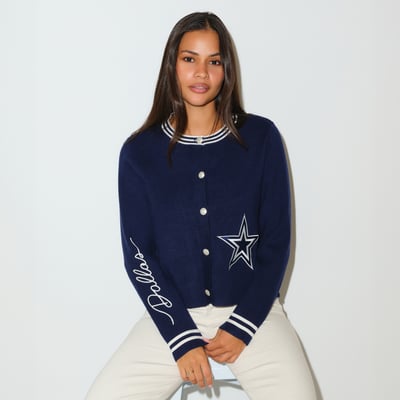  Dallas Cowboys KadyLuxe Women's Mini Tri-Blend Cardigan - Navy