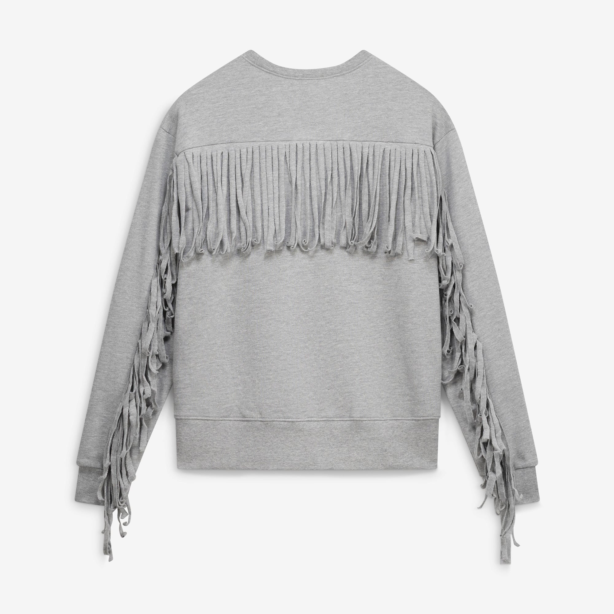 Women's Lauren James Heather Gray Dallas Cowboys Foil Fringe Fleece Sweatshirt