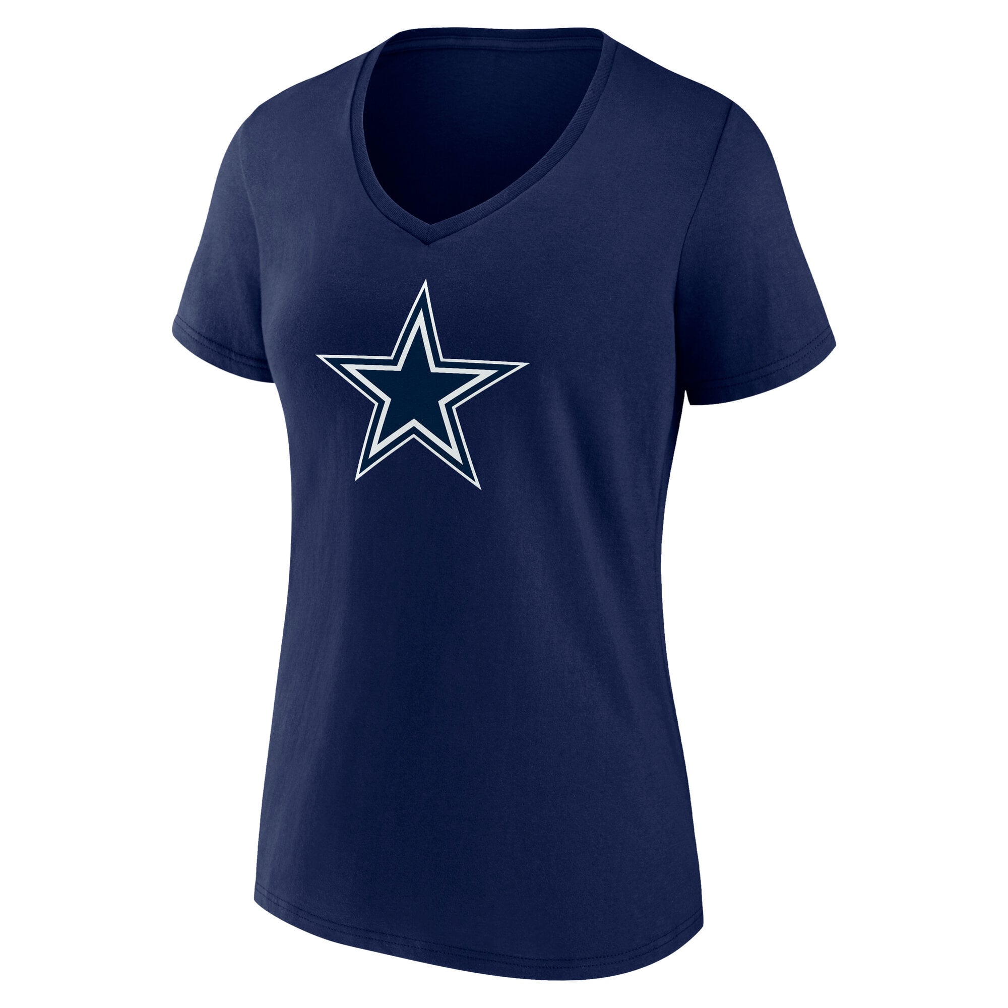 Women's Logo Athletic Navy Dallas Cowboys Primary V-Neck T-Shirt