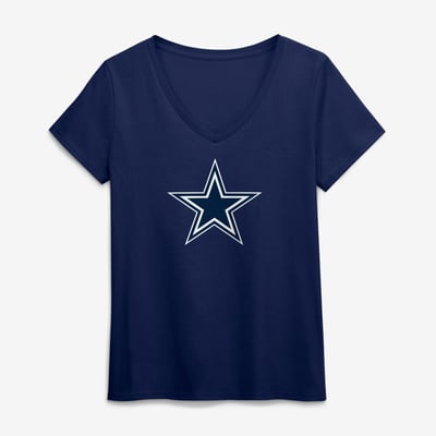 Dallas Cowboys Logo Athletic Women's Primary Logo V-Neck T-Shirt - Navy