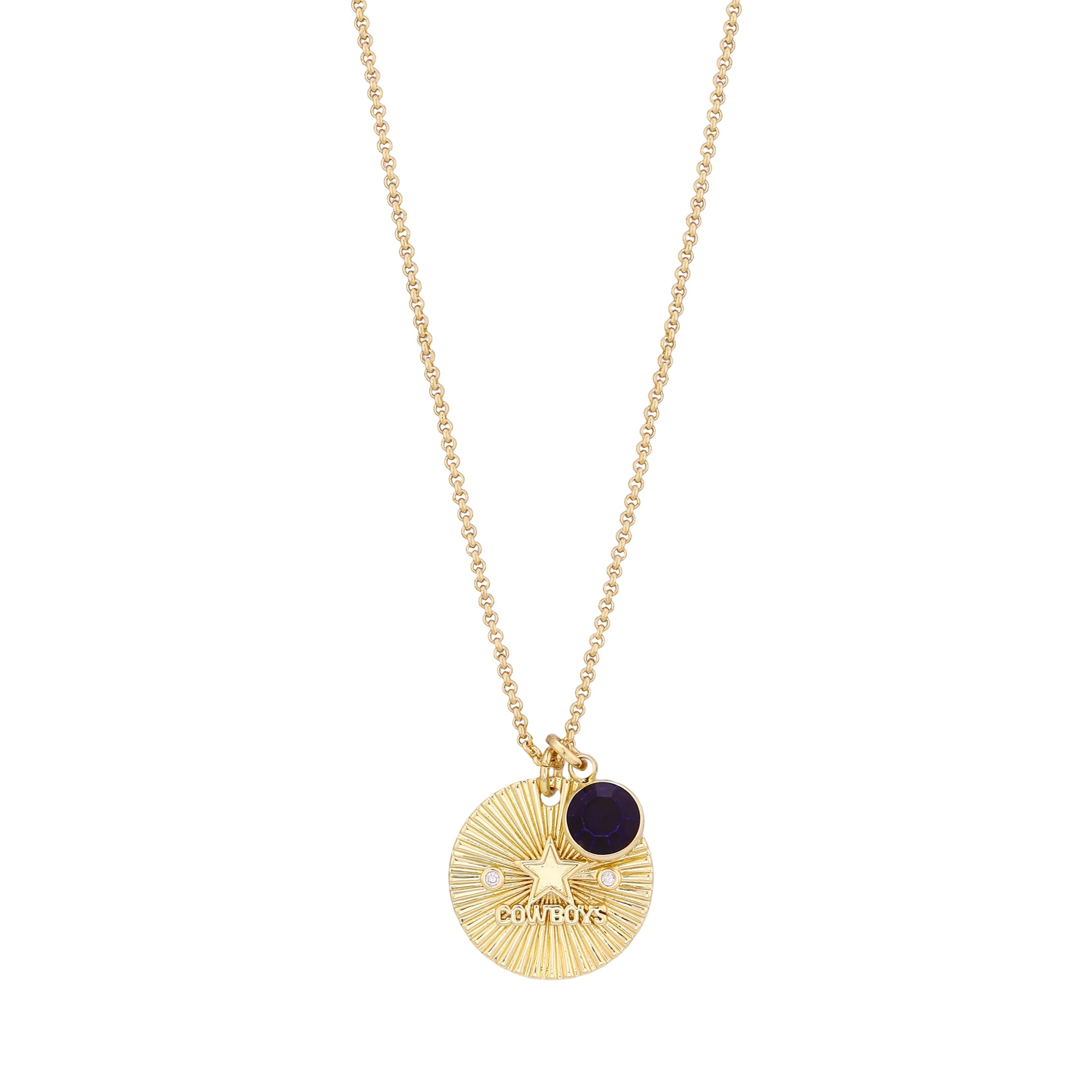 Collier pour femme LUV AJ Gold Dallas Cowboys avec pendentif spirale et pierre