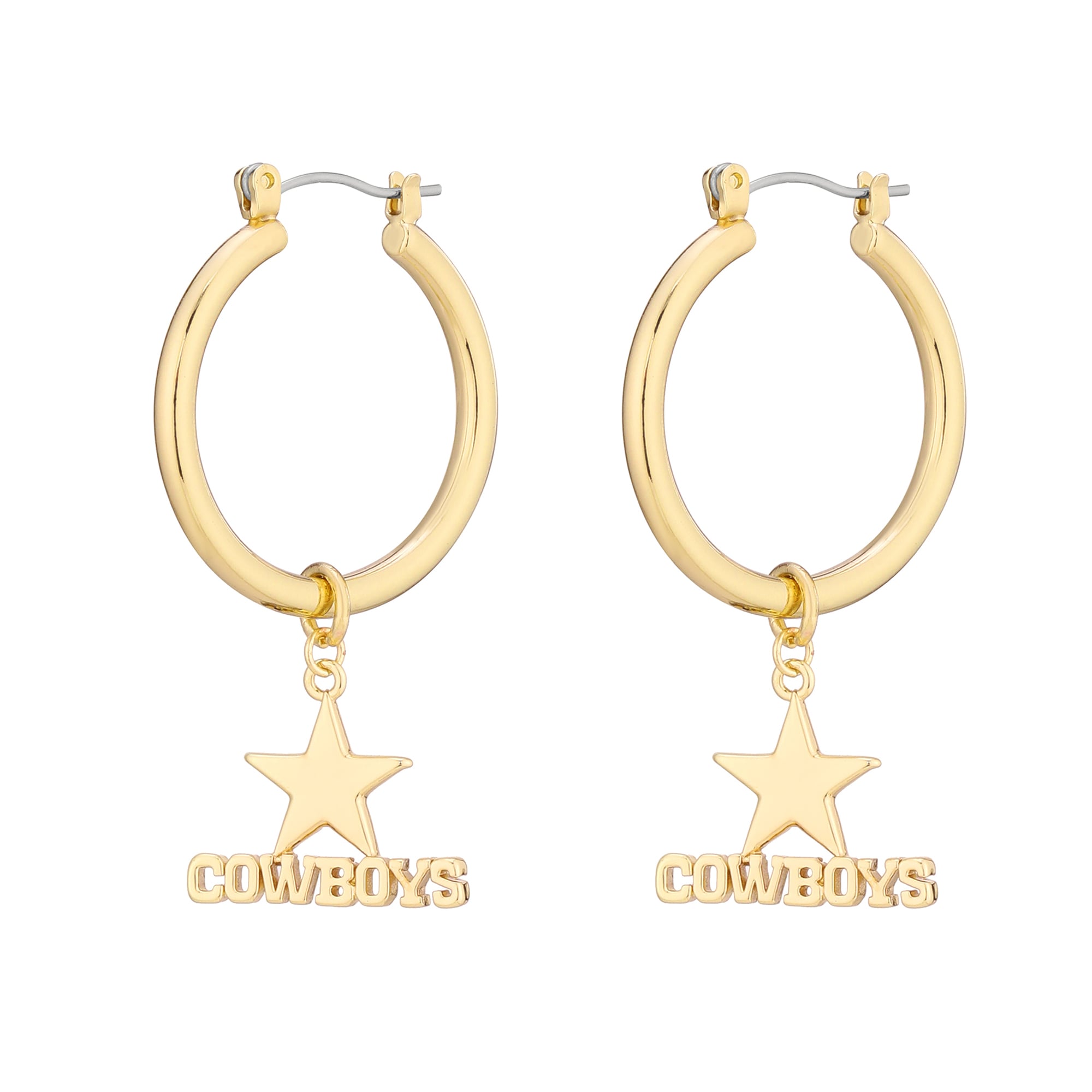 Boucles d'oreilles créoles LUV AJ Gold Dallas Cowboys XL avec logo pour femmes