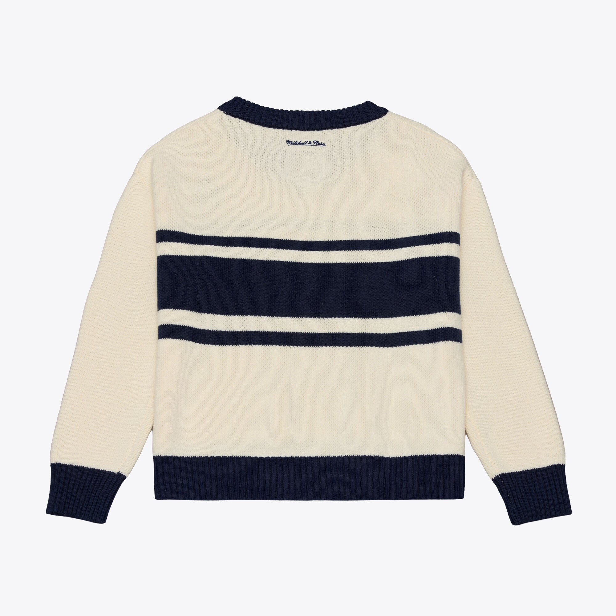 Women's Mitchell & Ness Cream/Navy Dallas Cowboys Retro Roots V-Neck Sweater