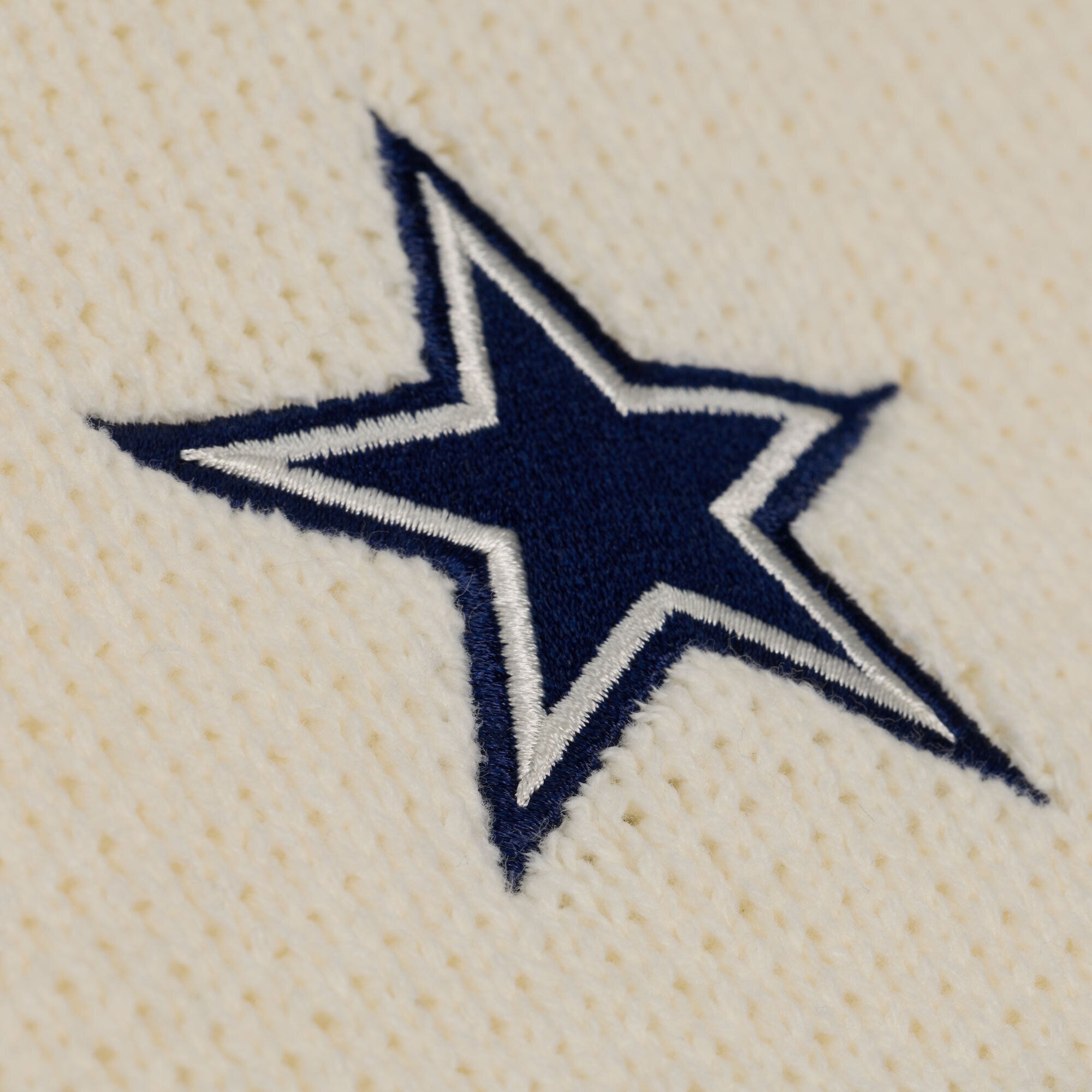 Women's Mitchell & Ness Cream/Navy Dallas Cowboys Retro Roots V-Neck Sweater