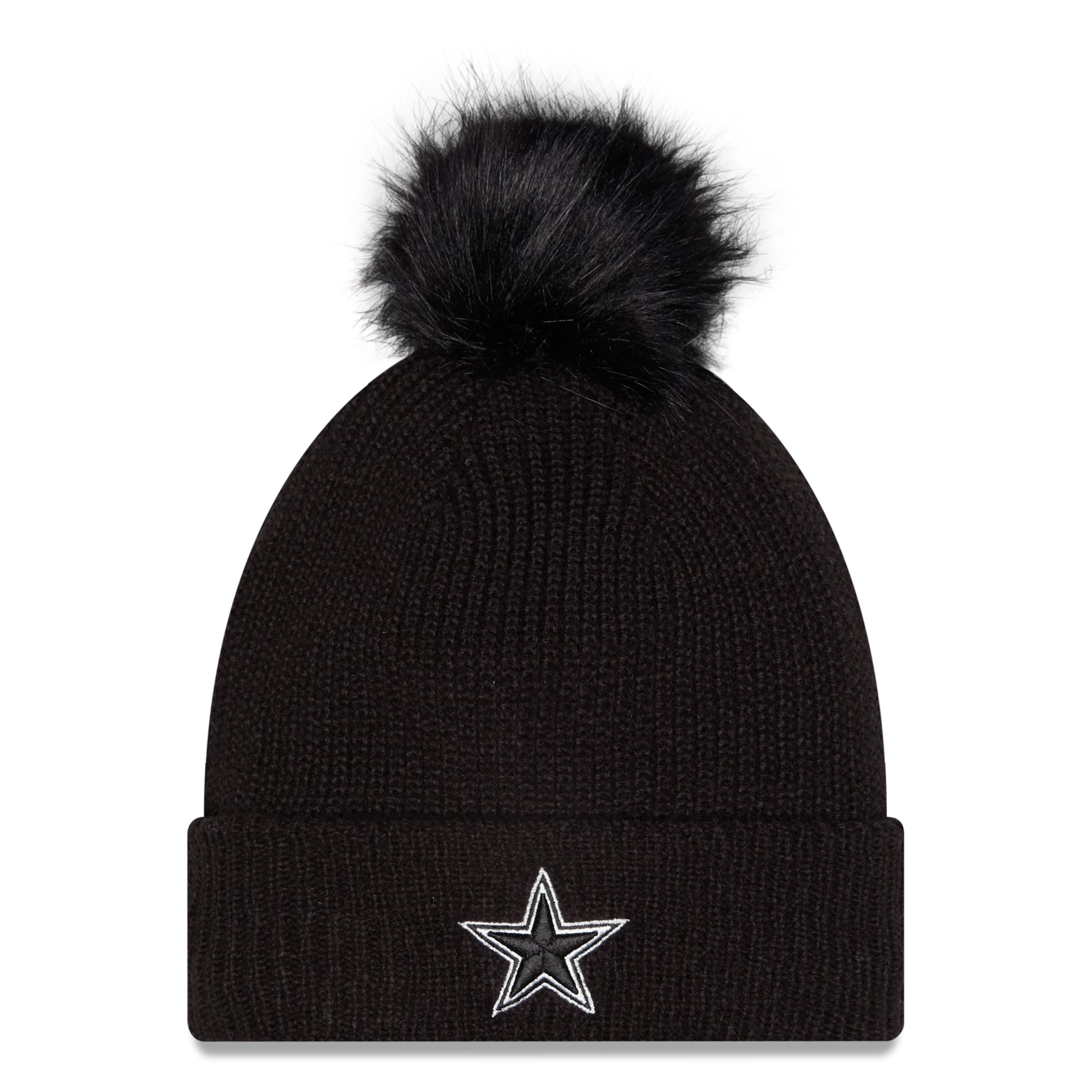 Bonnet à revers New Era noir Dallas Cowboys 2026 Salute To Service pour femme, avec pompon