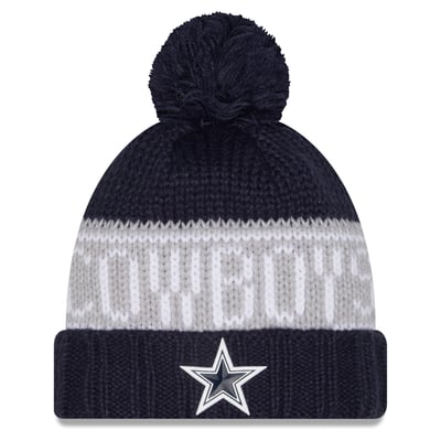Dallas Cowboys New Era Women's 2026 Sideline Cold Weather  Cuffed Knit Hat with Pom - Navy