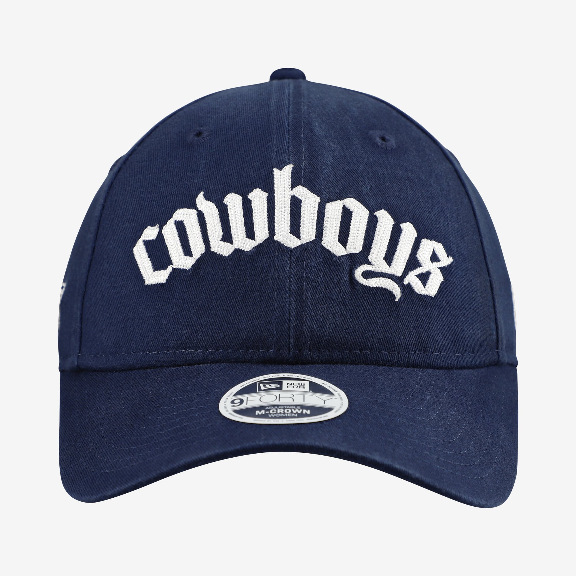 Casquette ajustable New Era 9FORTY M-Crown pour femme, bleu marine, Dallas Cowboys, police gothique