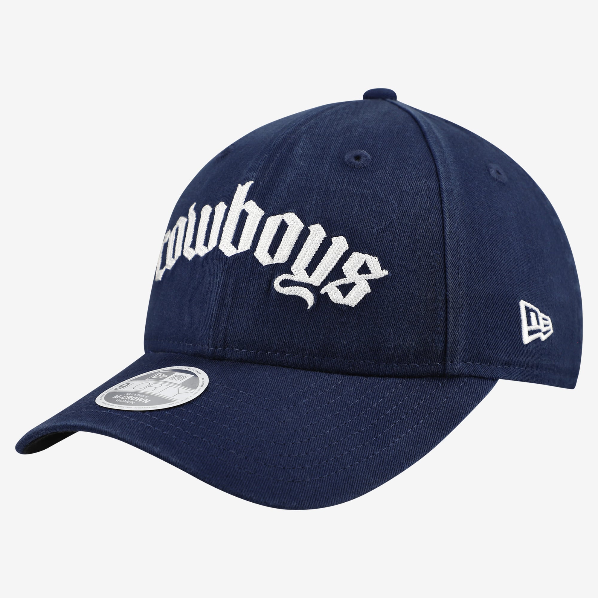 Casquette ajustable New Era 9FORTY M-Crown pour femme, bleu marine, Dallas Cowboys, police gothique