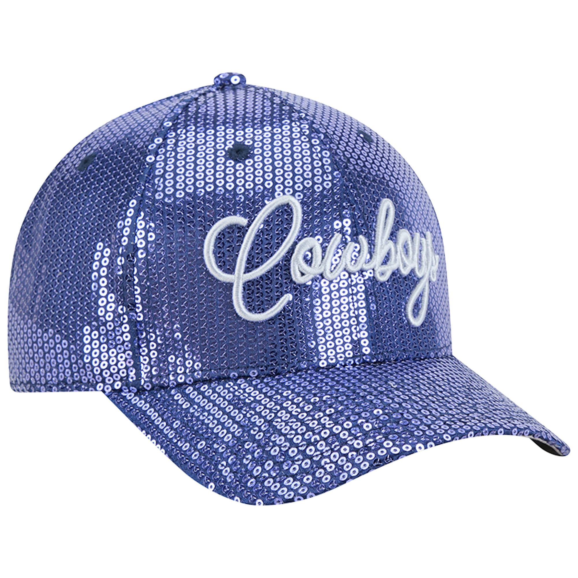 Casquette ajustable New Era Dallas Cowboys bleu marine à paillettes 9FORTY pour femme