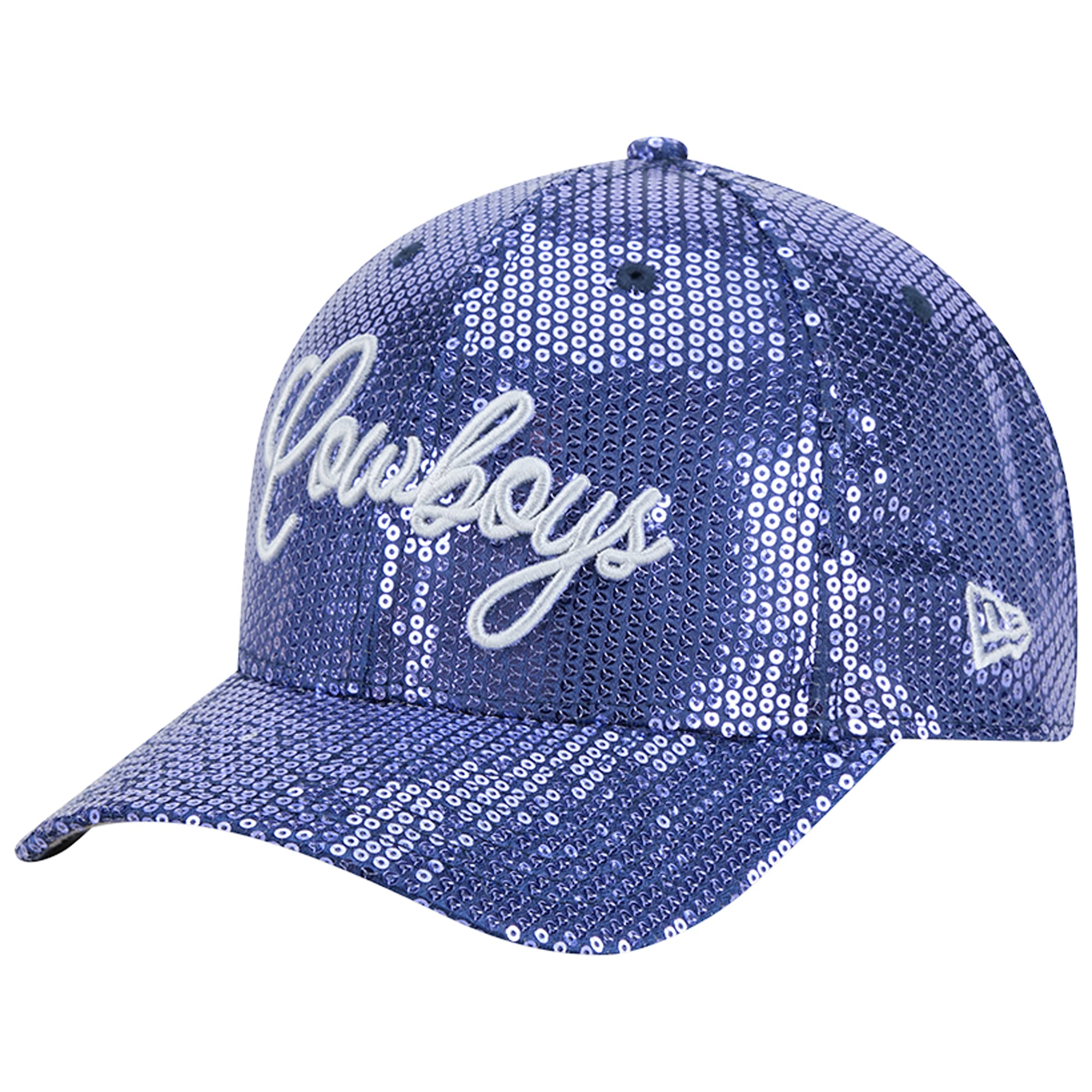 Casquette ajustable New Era Dallas Cowboys bleu marine à paillettes 9FORTY pour femme