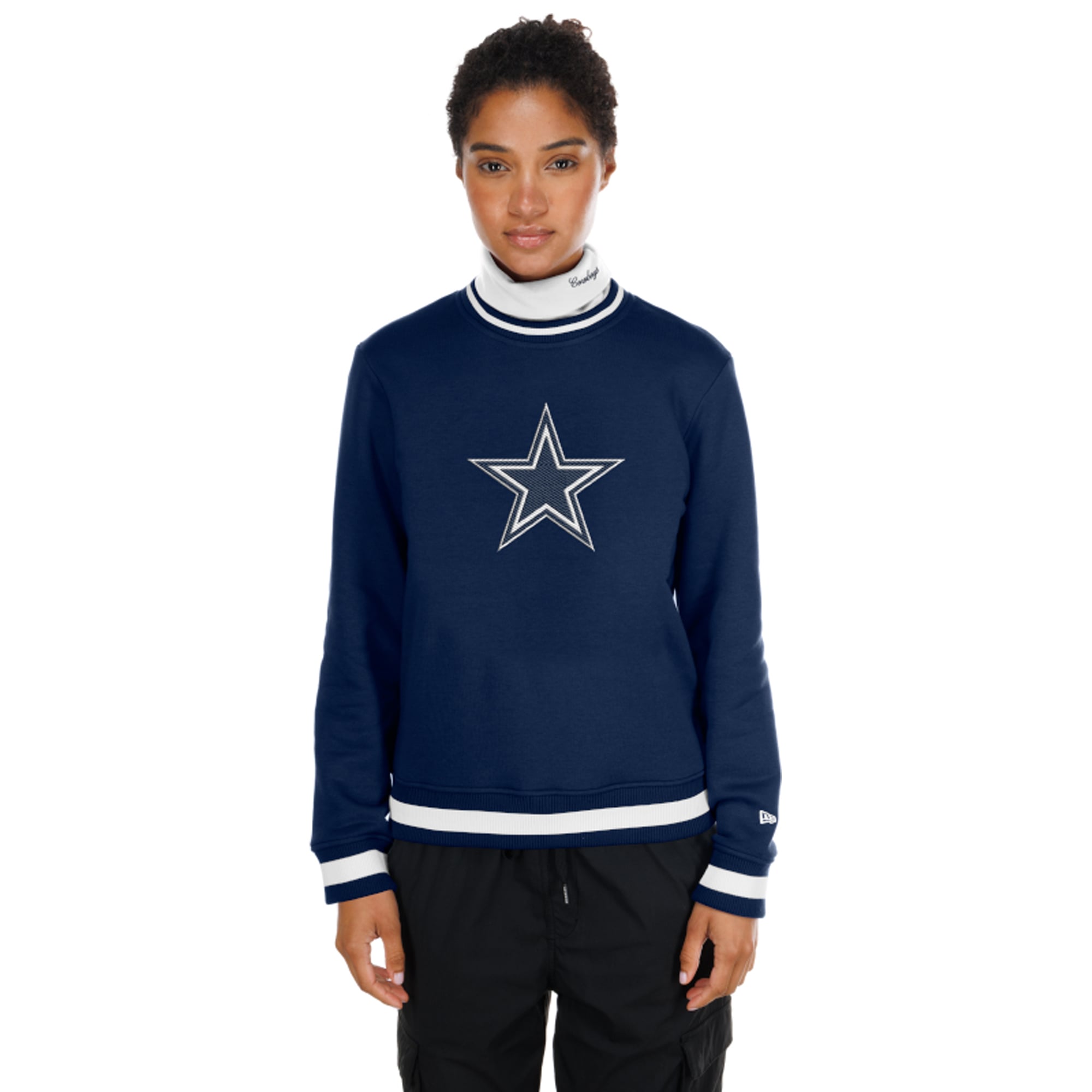 Pull à col roulé New Era bleu marine Dallas Cowboys Sport Classics pour femme