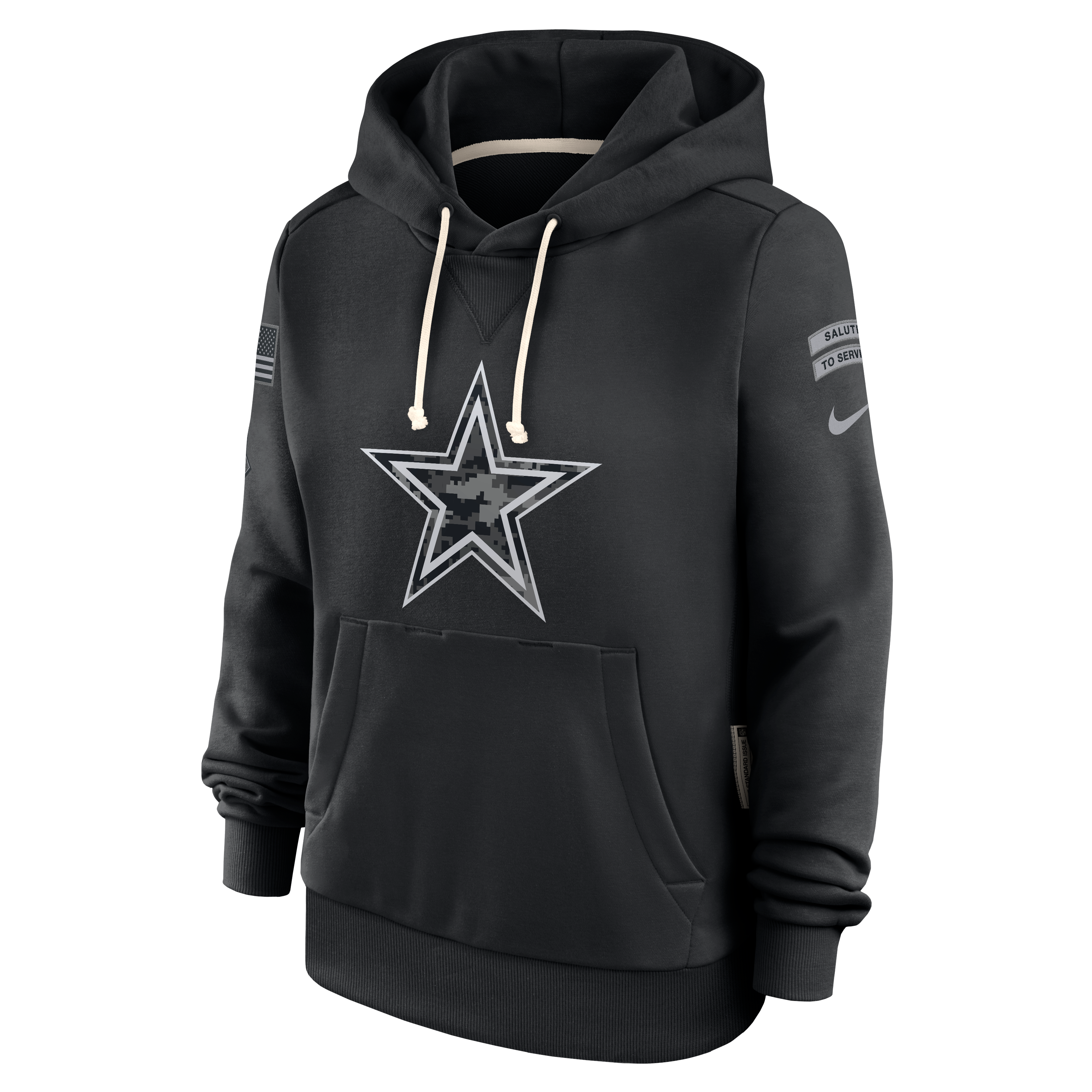 Sweat à capuche Nike Dallas Cowboys 2026 Salute to Service Sideline Dri-FIT noir pour femme