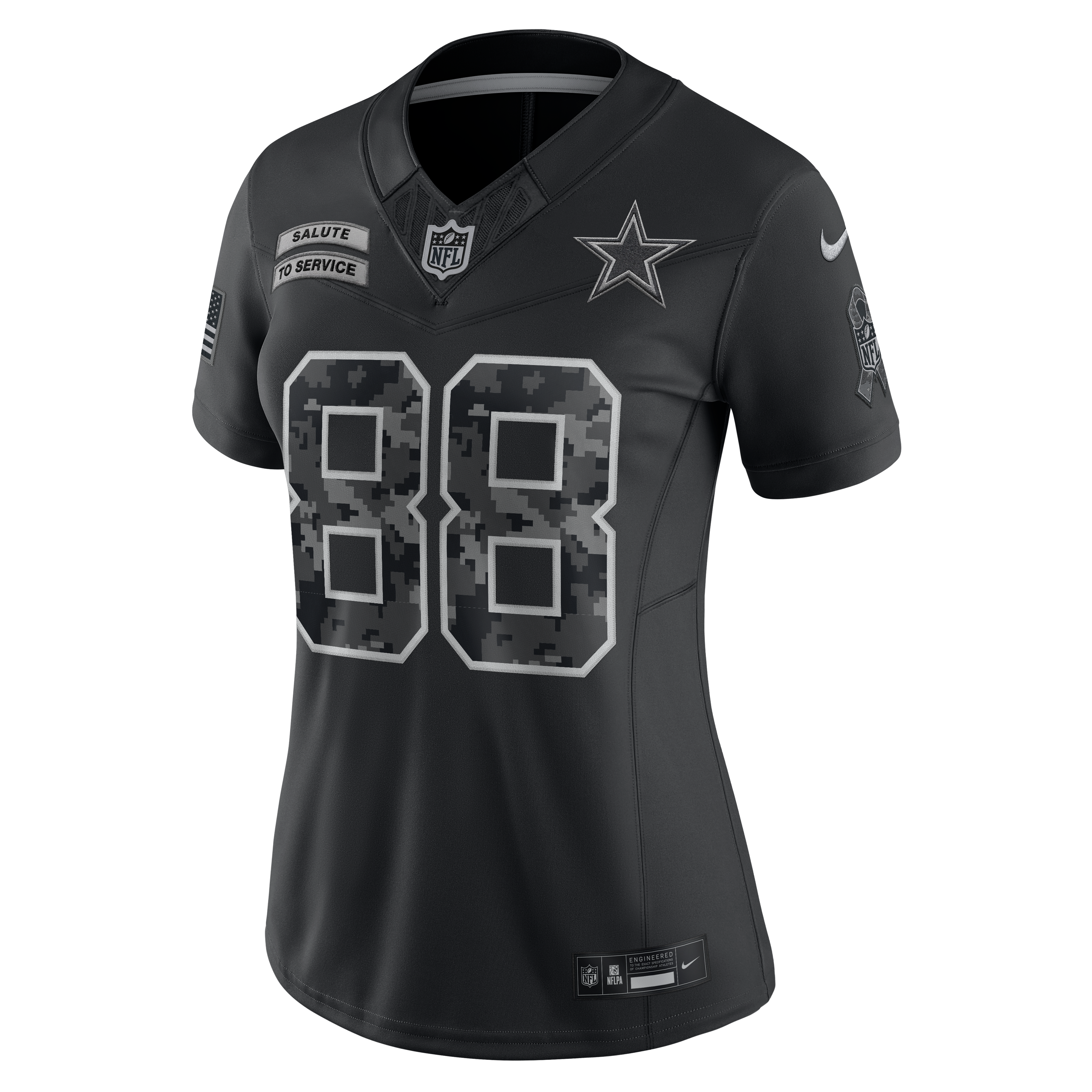 Maillot Nike CeeDee Lamb noir Dallas Cowboys 2026 Salute to Service pour femme, édition limitée cousue