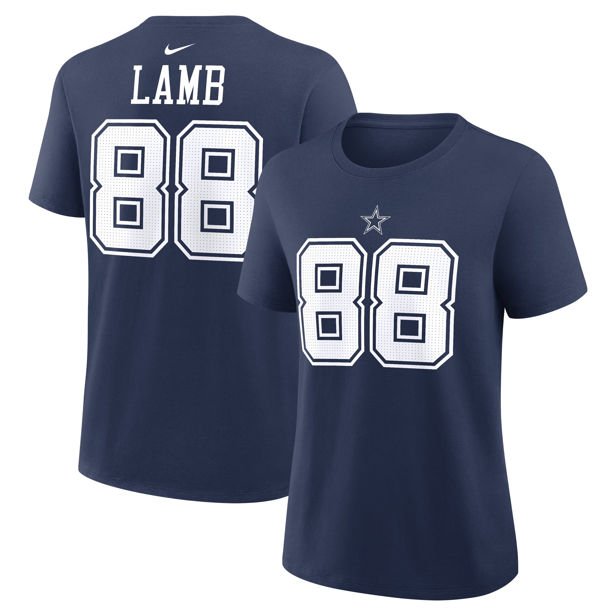 T-shirt Nike CeeDee Lamb bleu marine Dallas Cowboys pour femme, avec nom et numéro