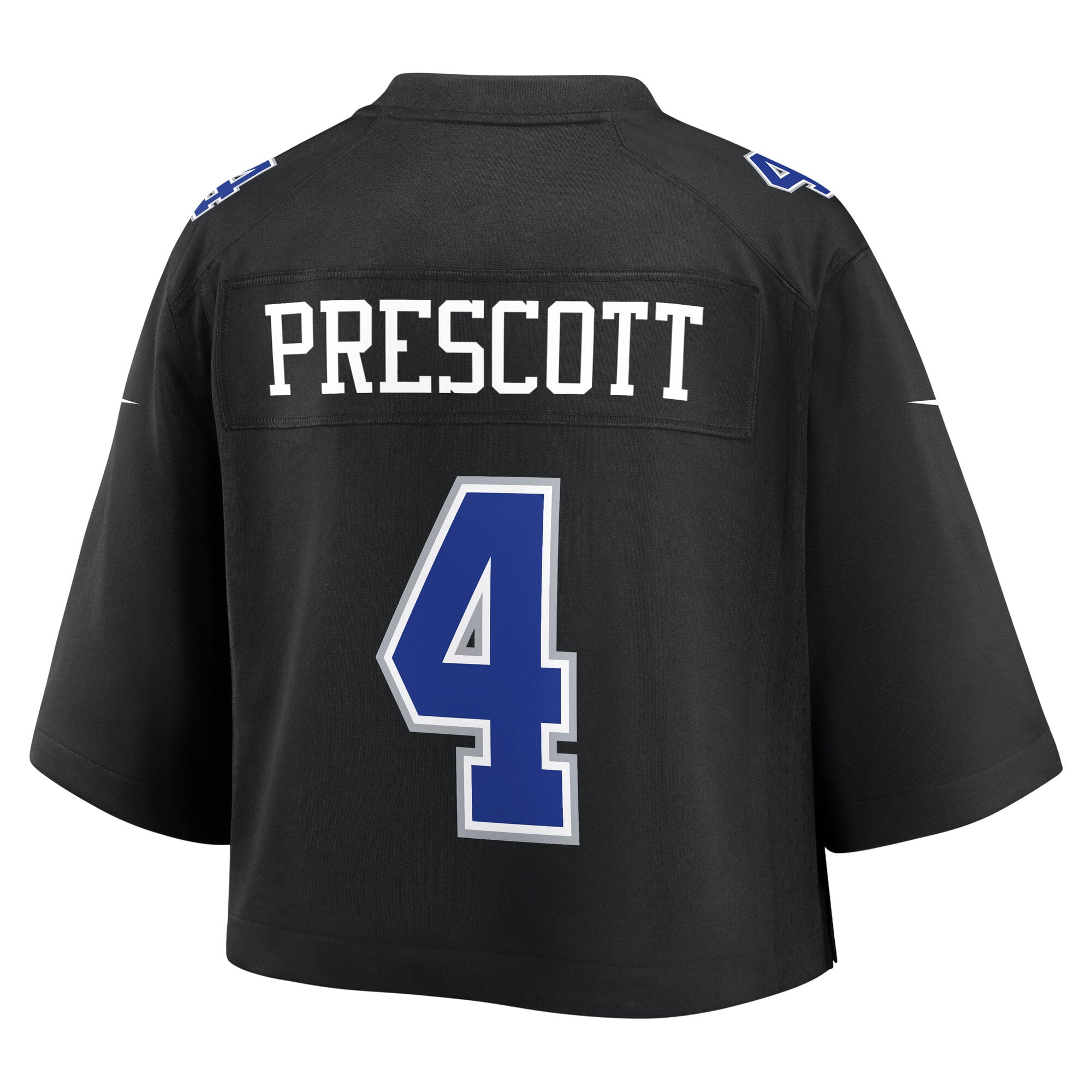 Maillot de match court Nike Dak Prescott noir Dallas Cowboys pour femme