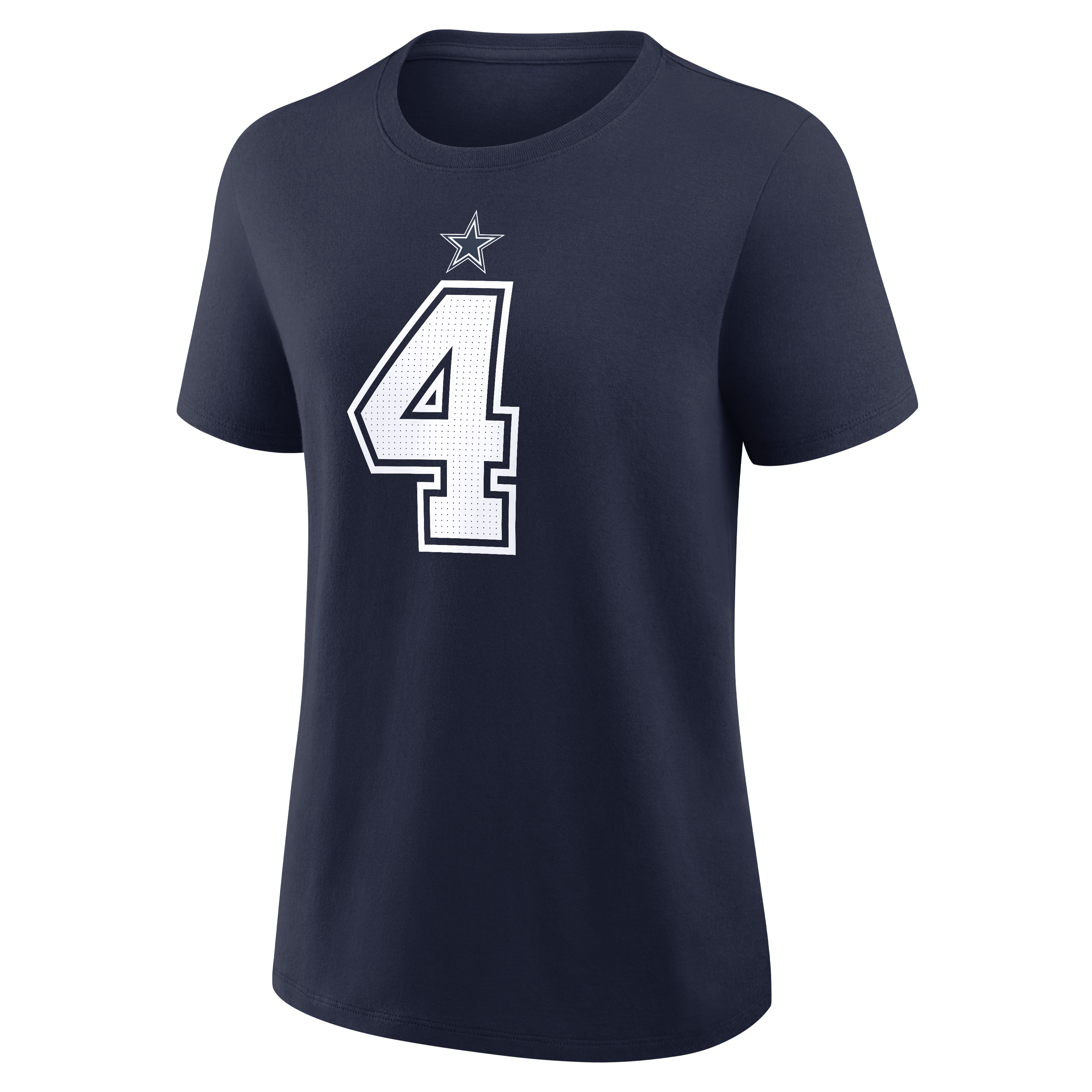 T-shirt Nike Dak Prescott bleu marine pour femme, avec nom et numéro des Dallas Cowboys