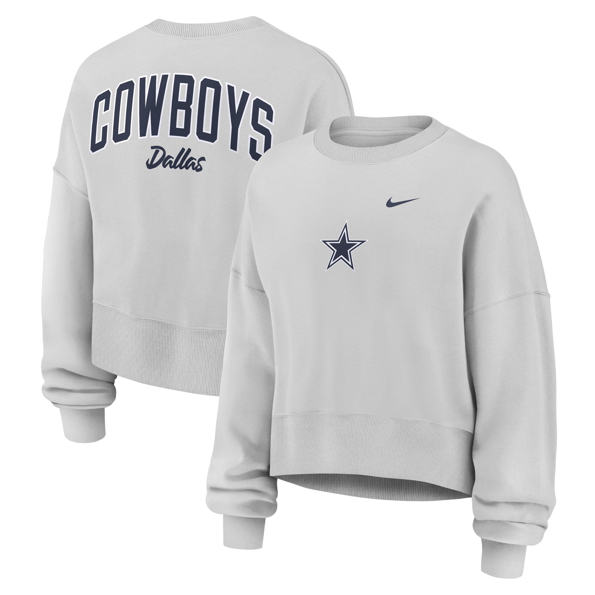 Sweat-shirt polaire surdimensionné Nike gris Dallas Cowboys Primetime Phoenix pour femme