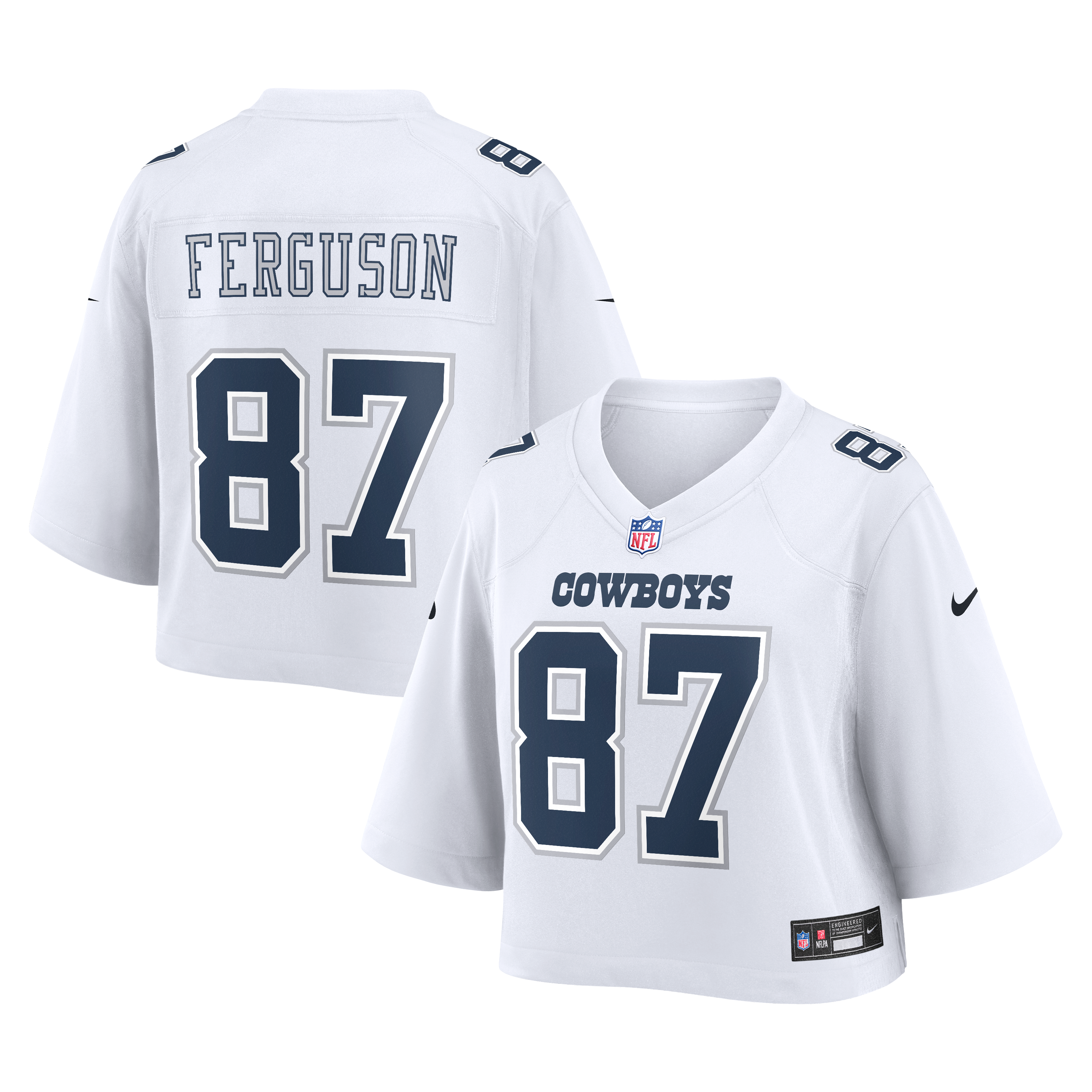 Women's Nike Jake Ferguson White Dallas Cowboys Cropped Fashion Game Jersey