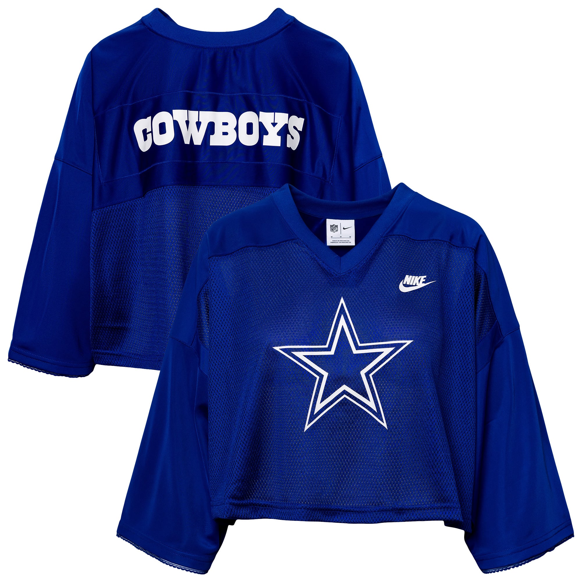 Women's Nike Royal Dallas Cowboys Rewind Cropped Mesh Dri-FIT Fashion Jersey