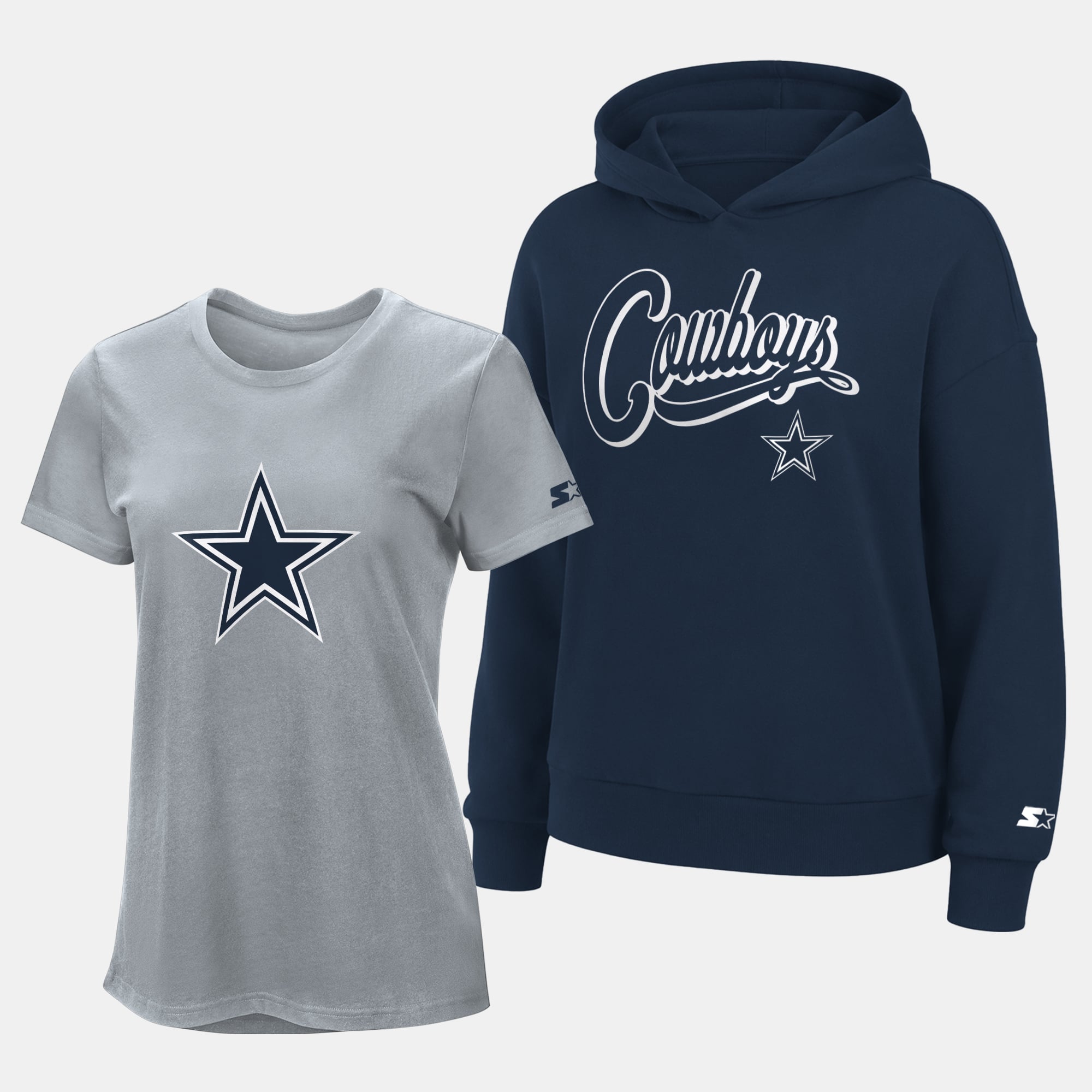 Ensemble sweat à capuche et t-shirt Starter gris/marine Dallas Cowboys pour femme