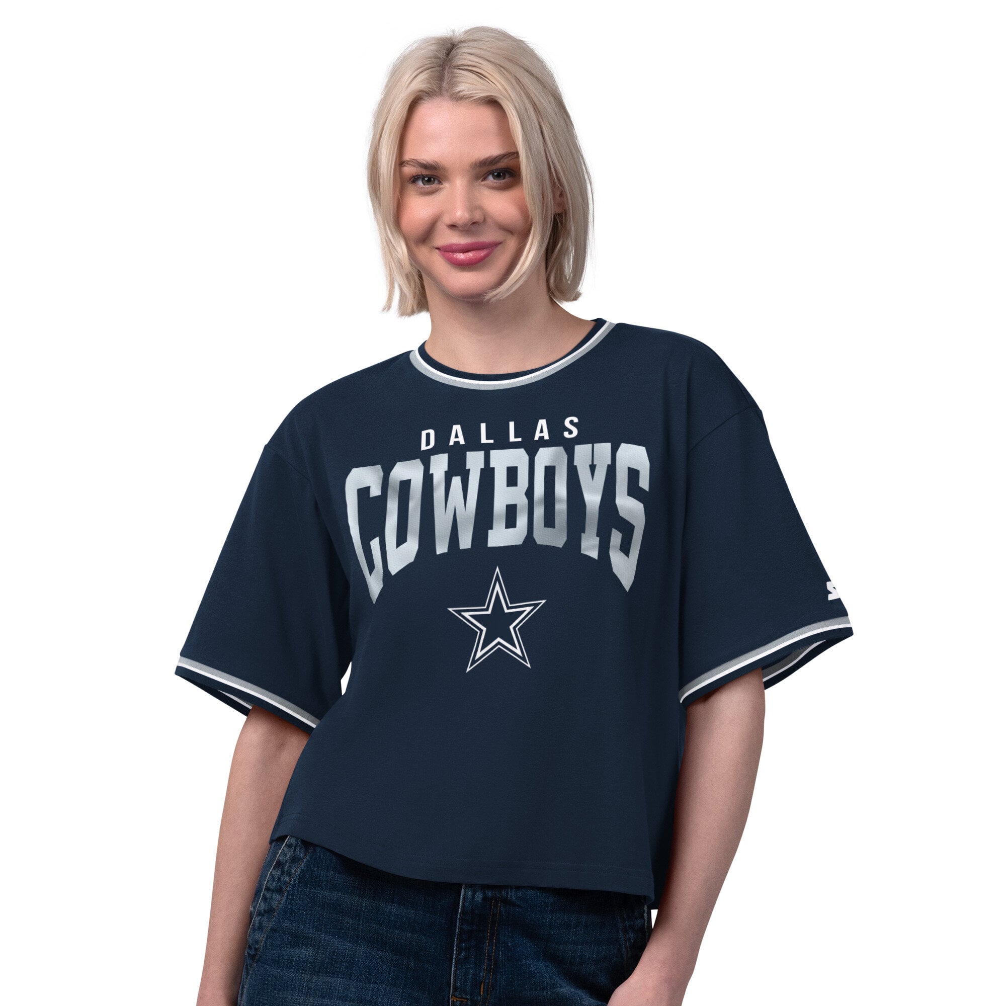 T-shirt court Starter Ace bleu marine pour femmes, Dallas Cowboys